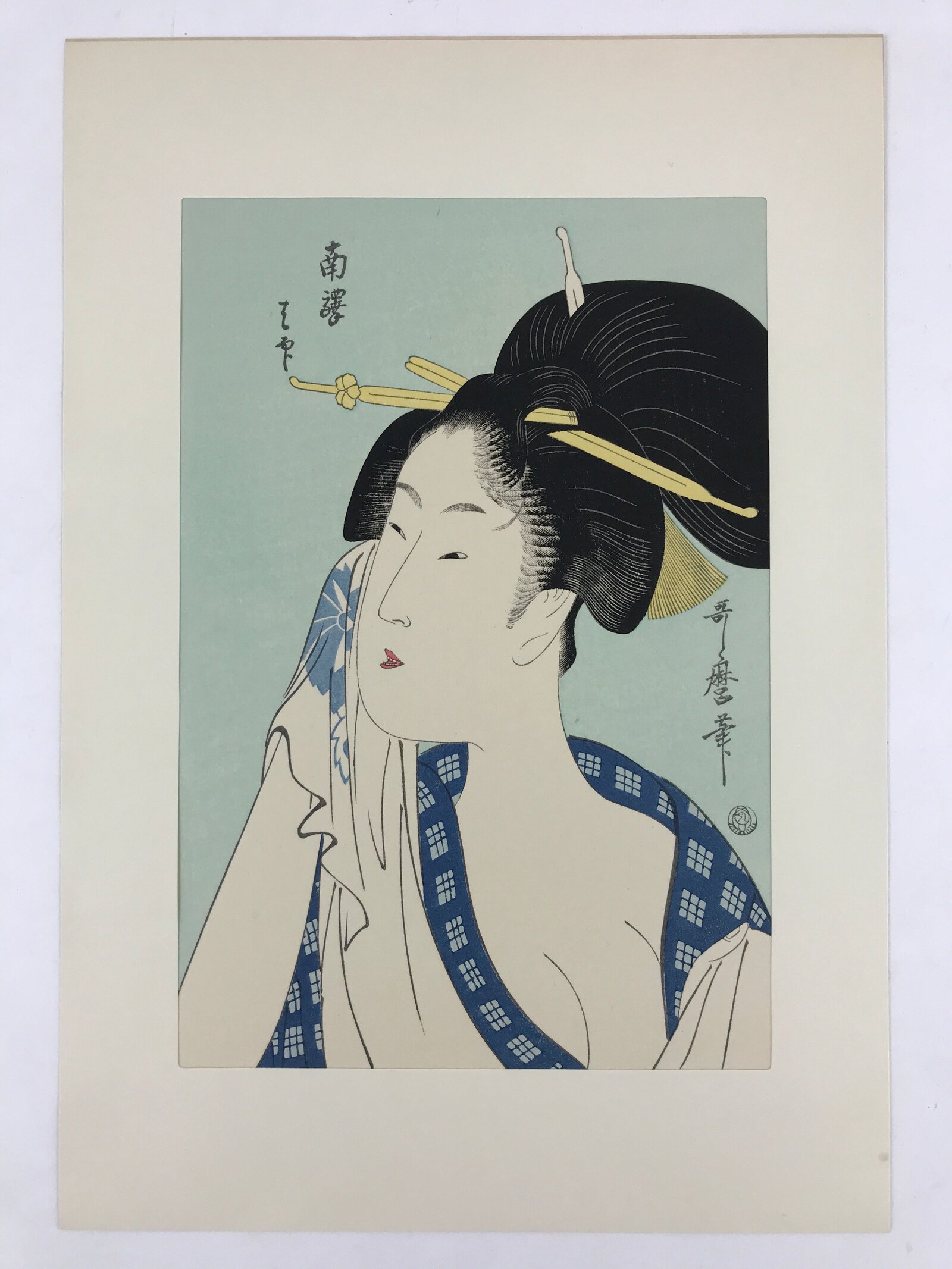 Japanese Utamaro Selection Ukiyoe Woodblock Printing Hanga Lady After Bath FL192