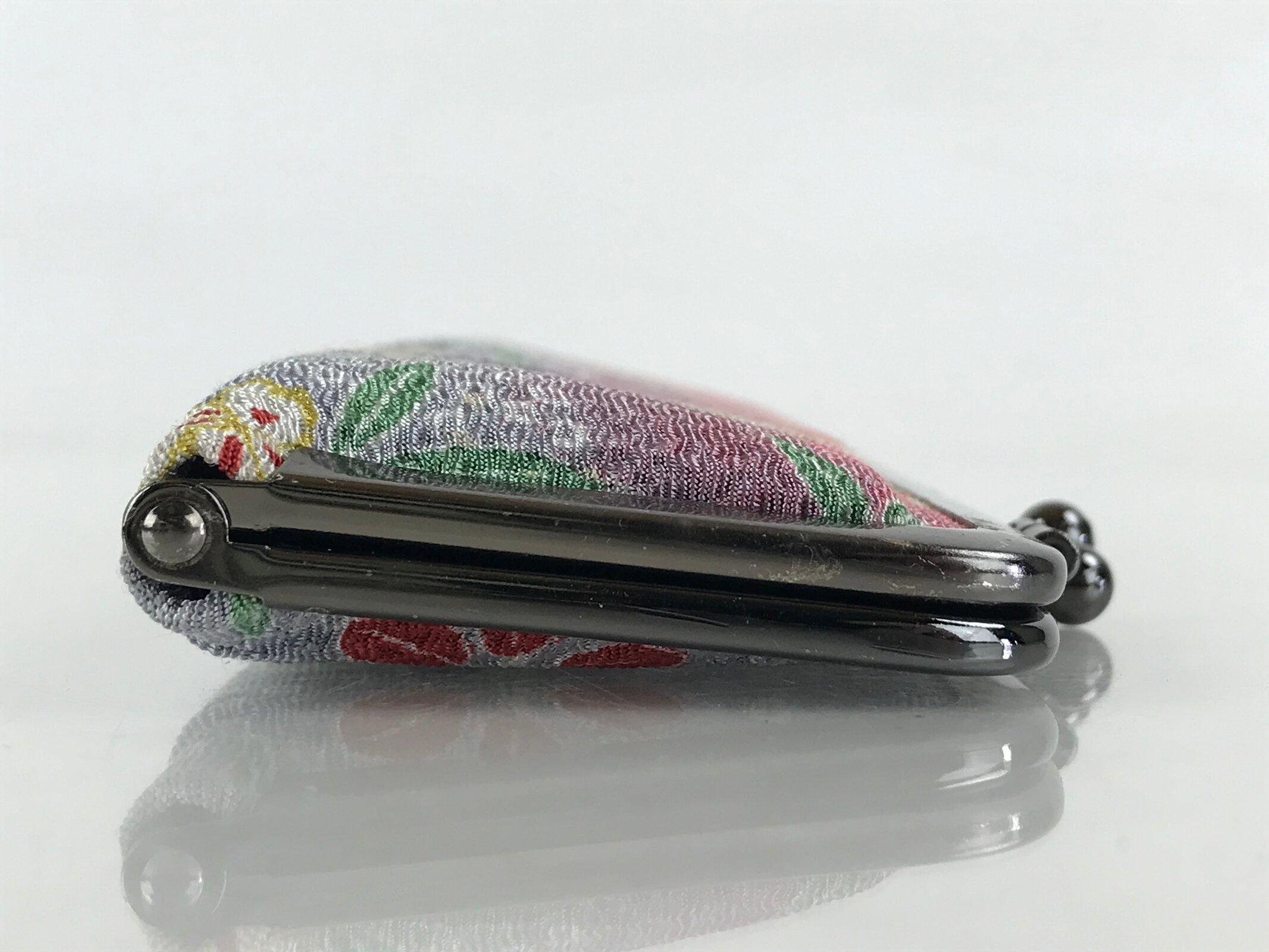 Japanese Vanity Case Comb Hairbrush And Mirror Set Vtg Bag with Clasp KB59