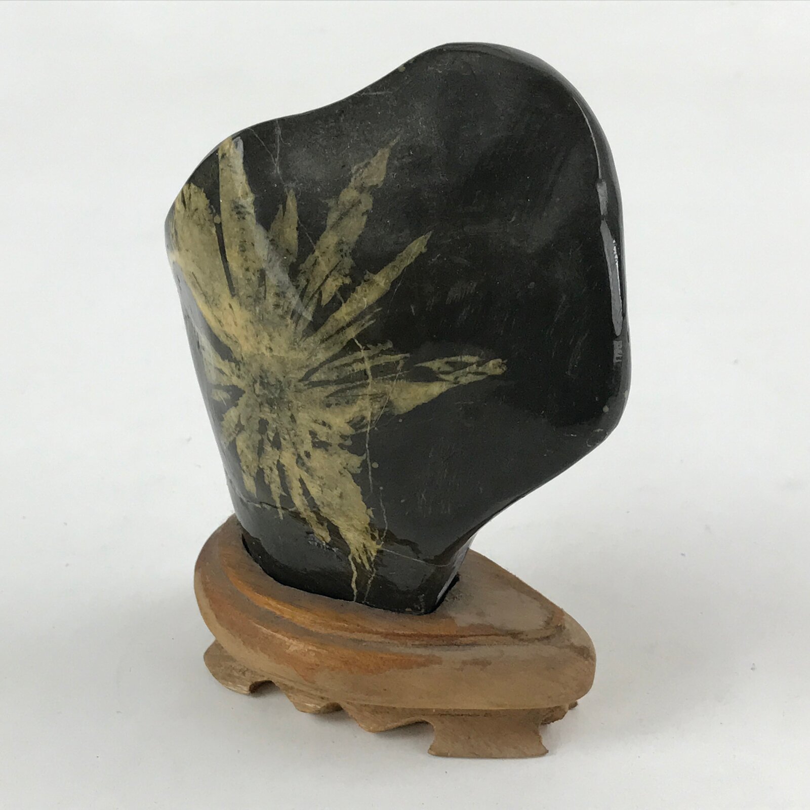 Japanese Viewing Stone Zen Buddhist Vtg Ornament Natural Chrysanthemum BD901