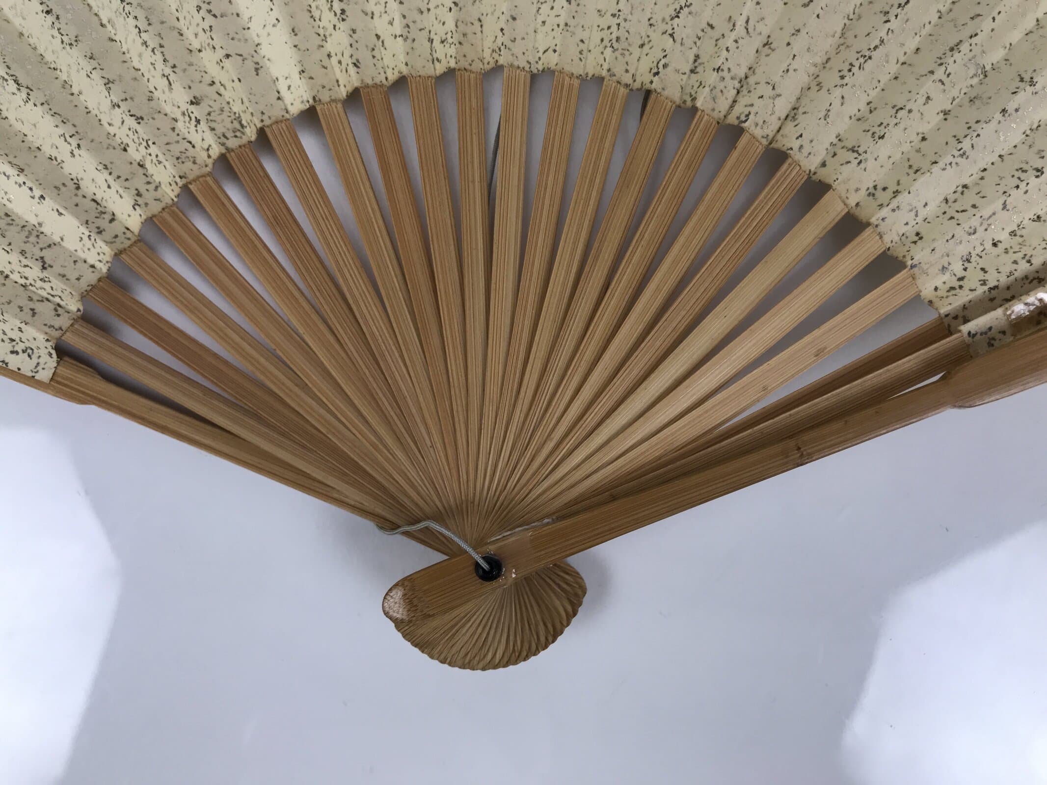 Japanese Washi Paper Folding Fan Sensu Vtg Gold Freckles Calligraphy Black 4D998