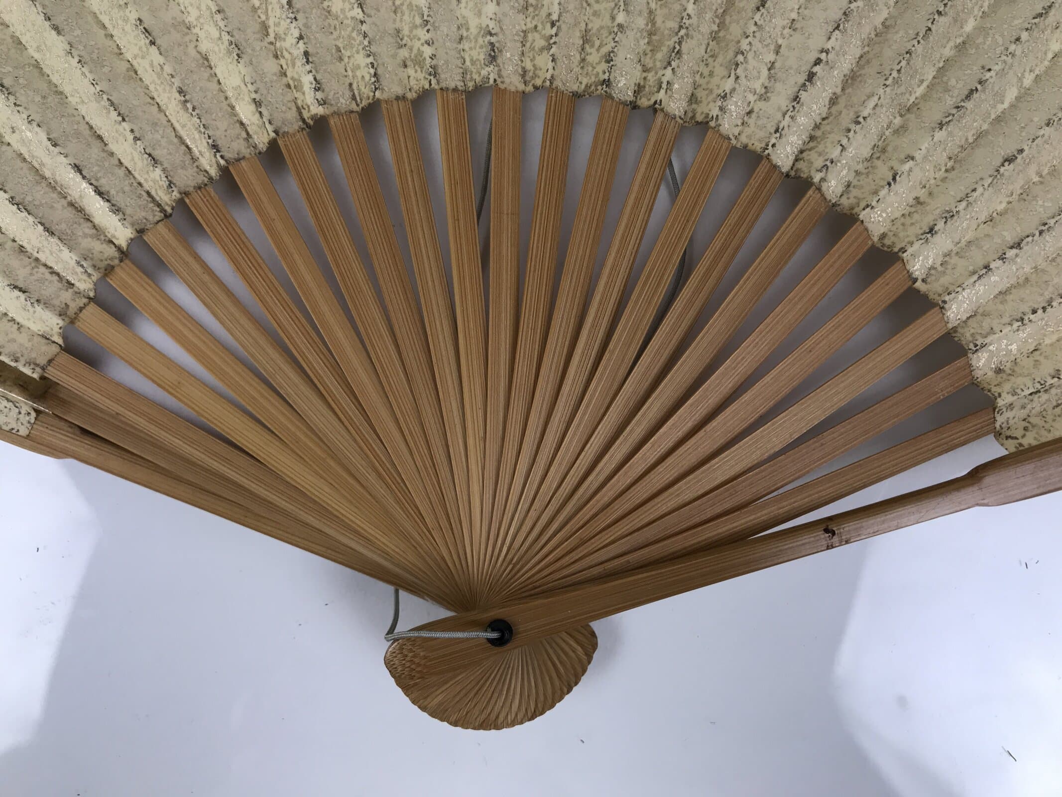 Japanese Washi Paper Folding Fan Sensu Vtg Gold Freckles Calligraphy Black 4D998