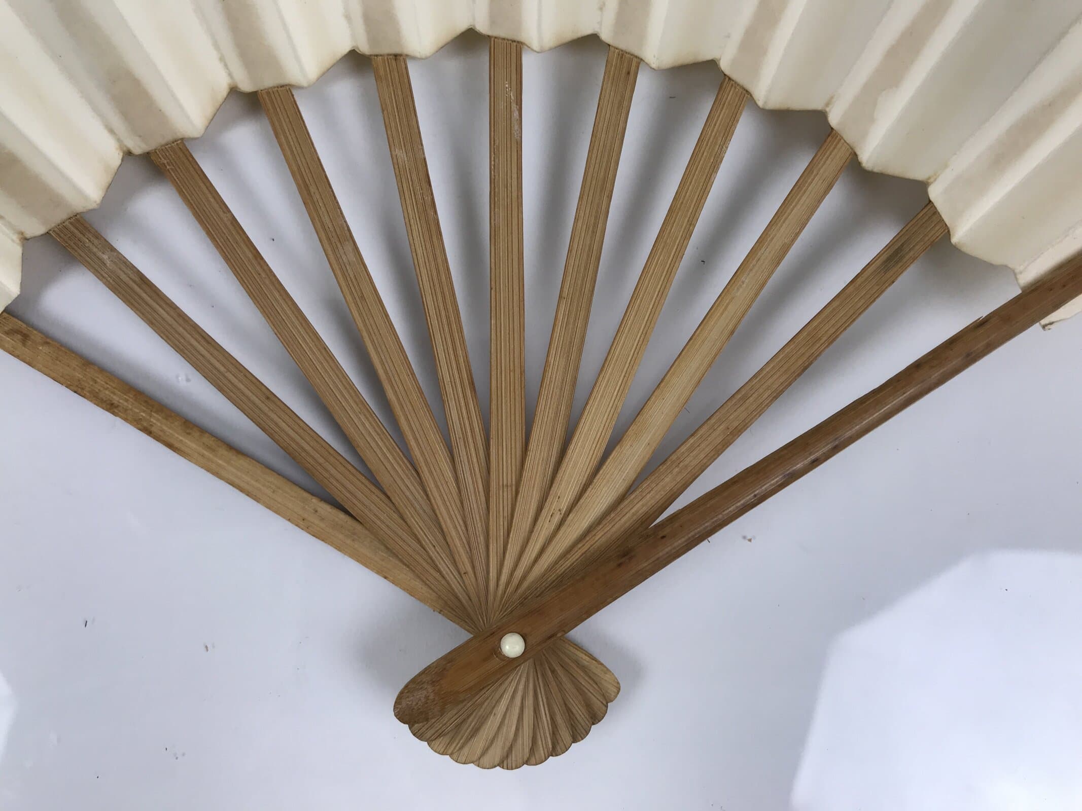 Japanese Washi Paper Folding Fan Vtg Calligraphy Sensu Bamboo Frame Black 4D990