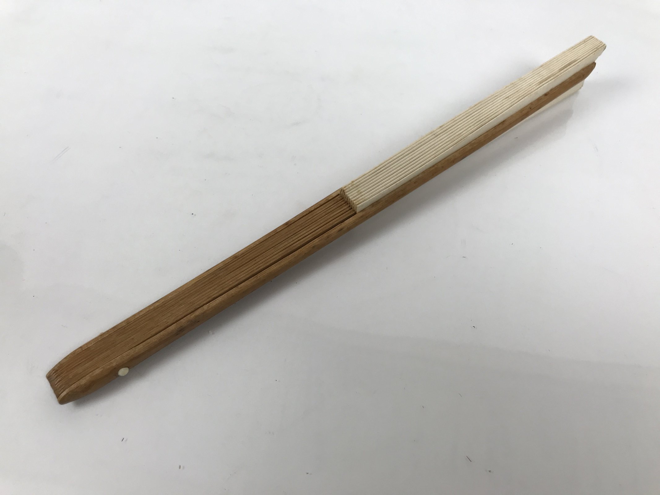 Japanese Washi Paper Folding Fan Vtg Calligraphy Sensu Bamboo Frame Black 4D990