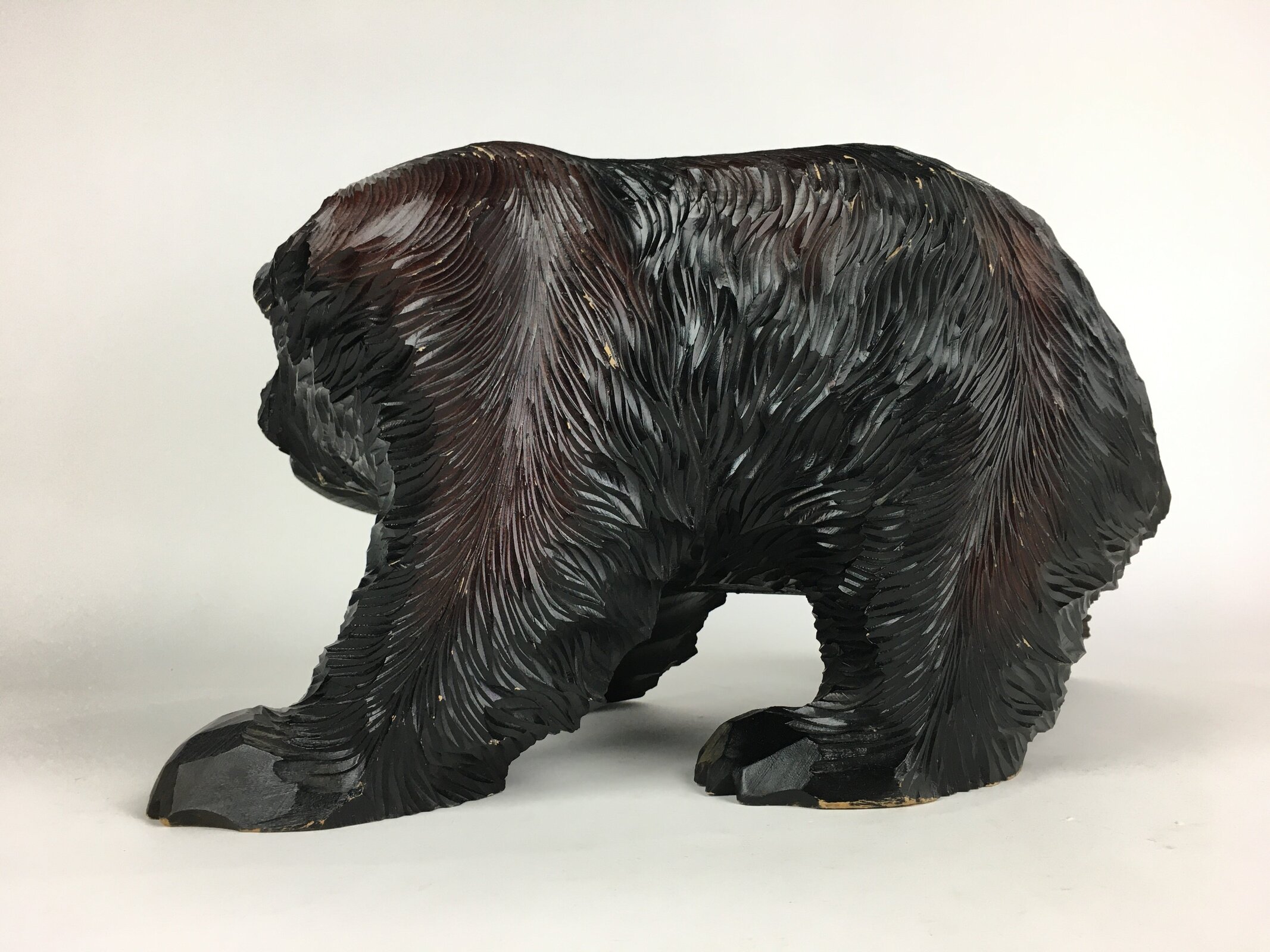 Japanese Wood Bear Carving Ainu Figurine Vtg Wood Ornament Black AB95