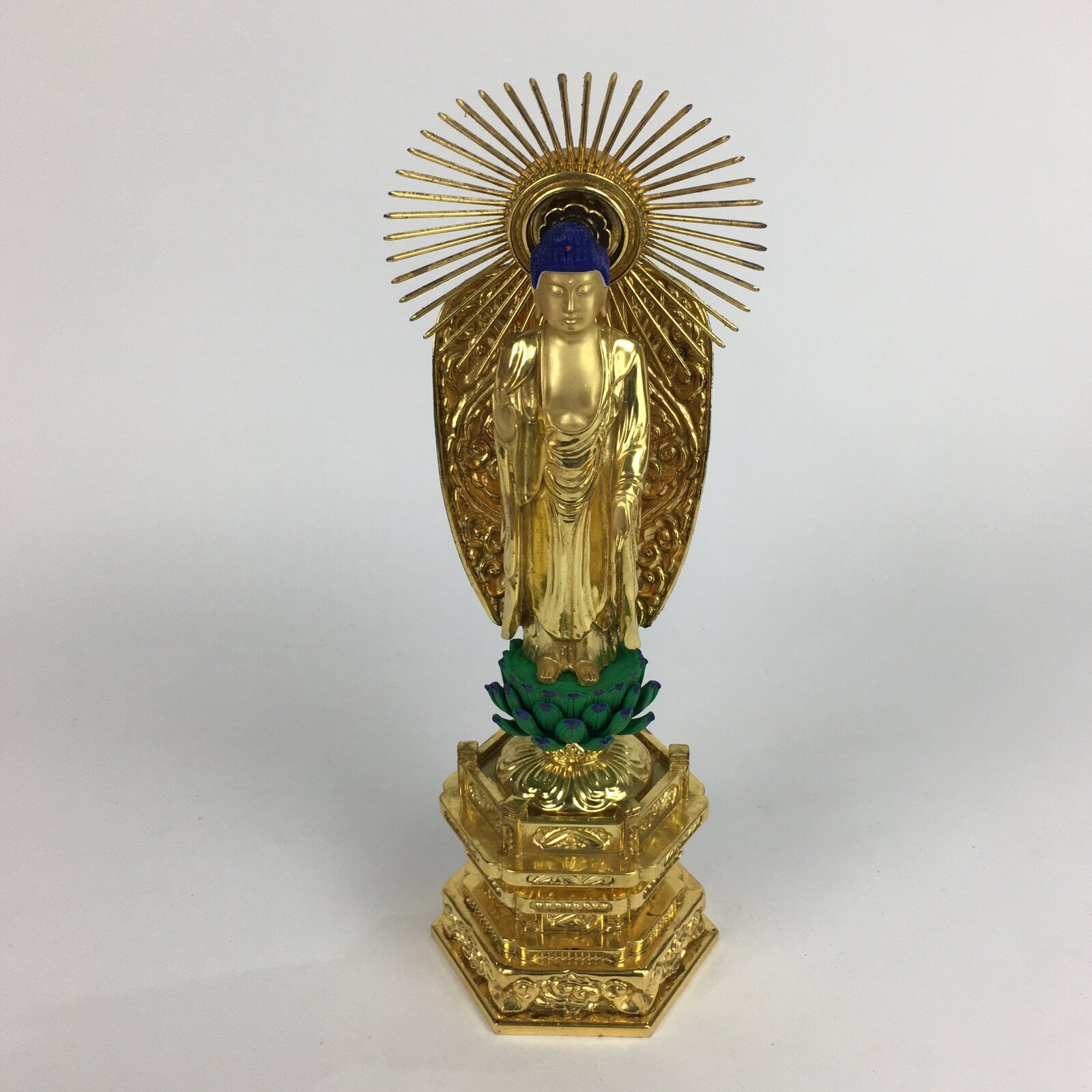 Japanese Wood Buddhist Altar Statue Vtg Nyorai Shaka Amida Gold Lacquer BD638