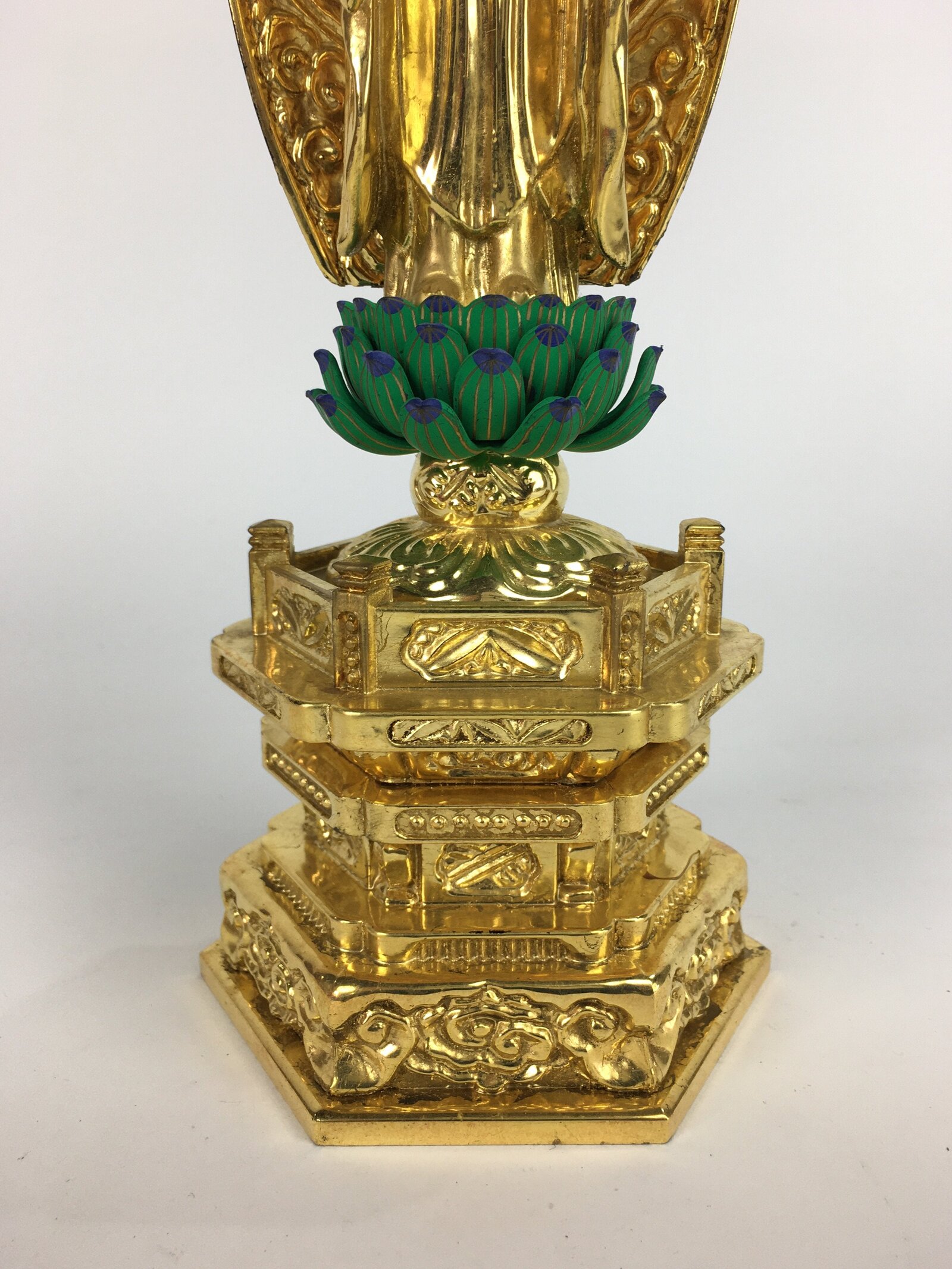 Japanese Wood Buddhist Altar Statue Vtg Nyorai Shaka Amida Gold Lacquer BD638