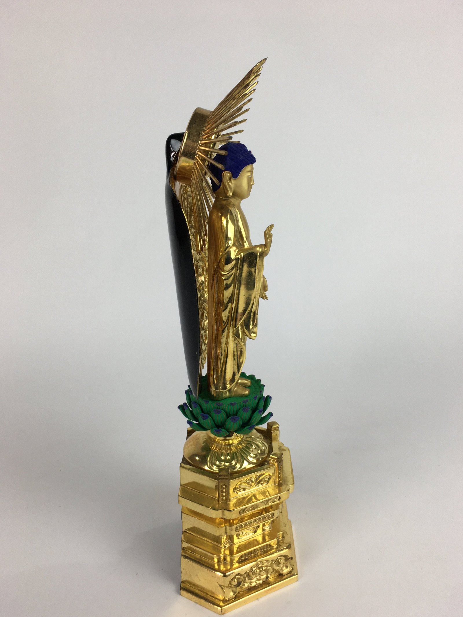 Japanese Wood Buddhist Altar Statue Vtg Nyorai Shaka Amida Gold Lacquer BD638