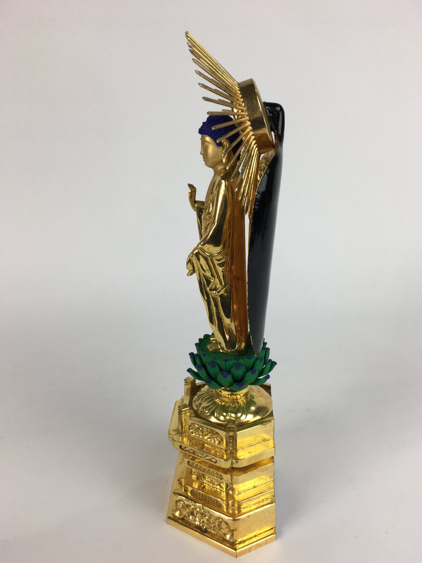 Japanese Wood Buddhist Altar Statue Vtg Nyorai Shaka Amida Gold Lacquer BD638