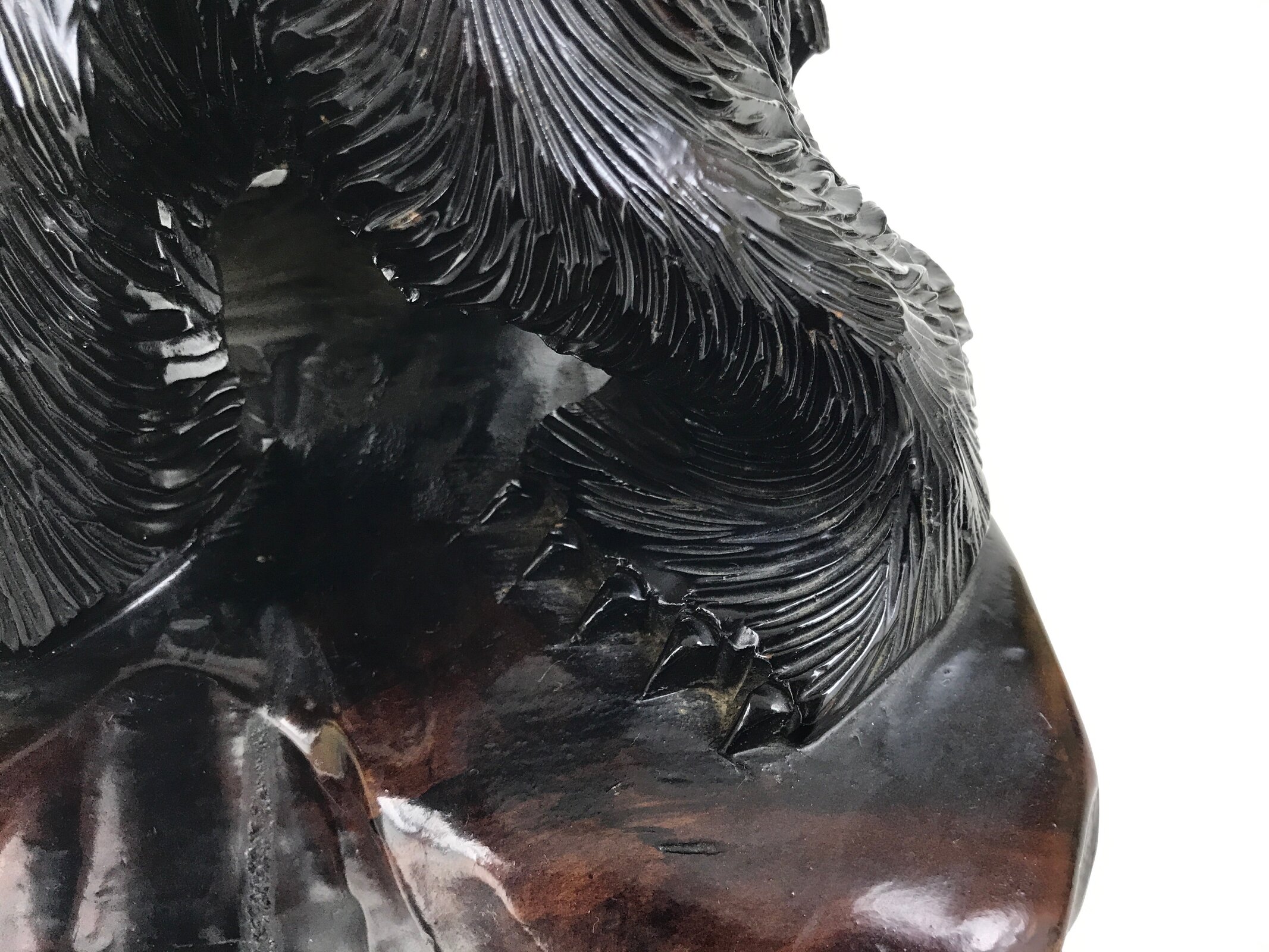 Japanese Wood Carved Ainu Bear Statue Vtg Sculpture Hokkaido Brown Stand AB116