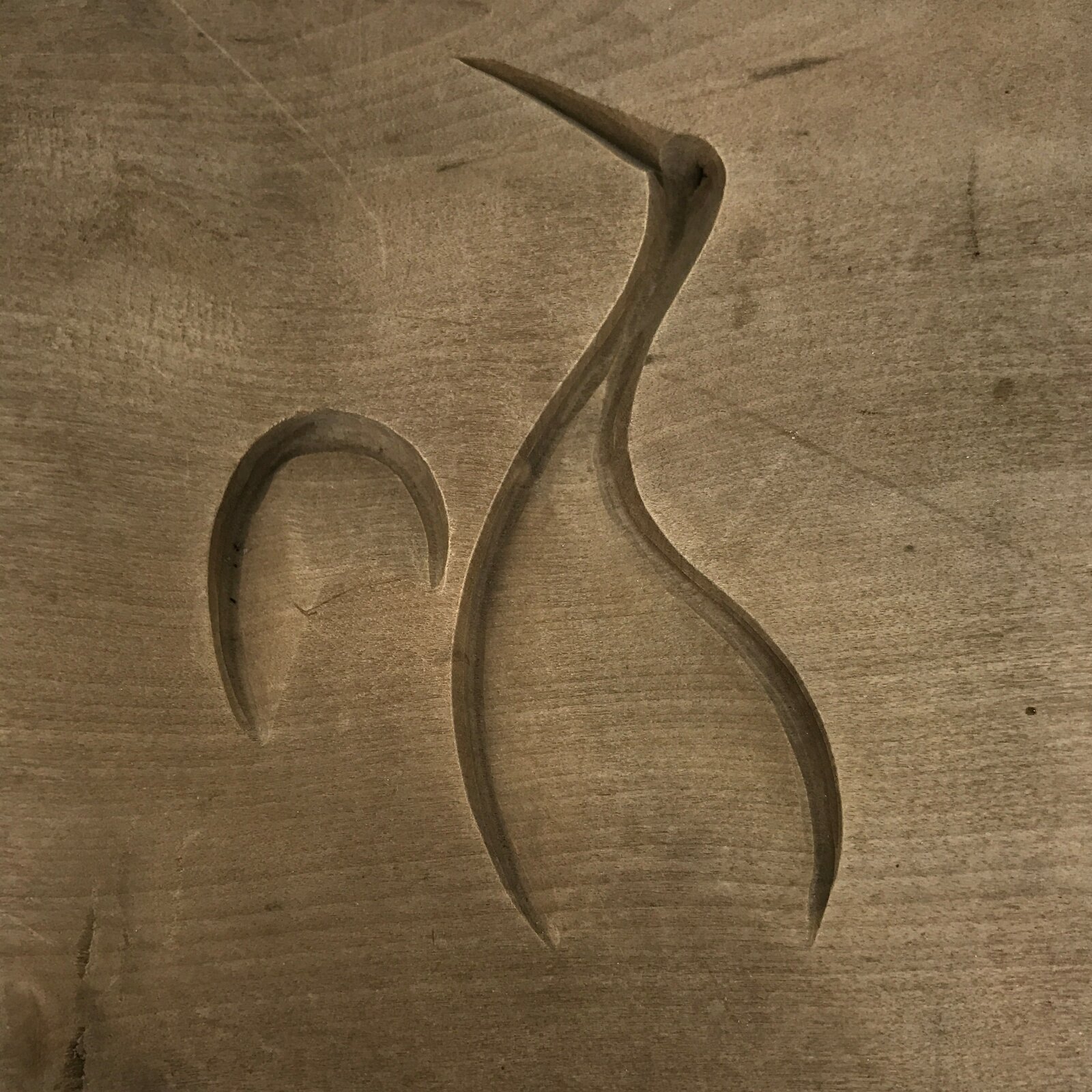 Japanese Wood Carved Kashigata Cake Mold Sweet Wagashi Crane Bird Tsuru Kg714