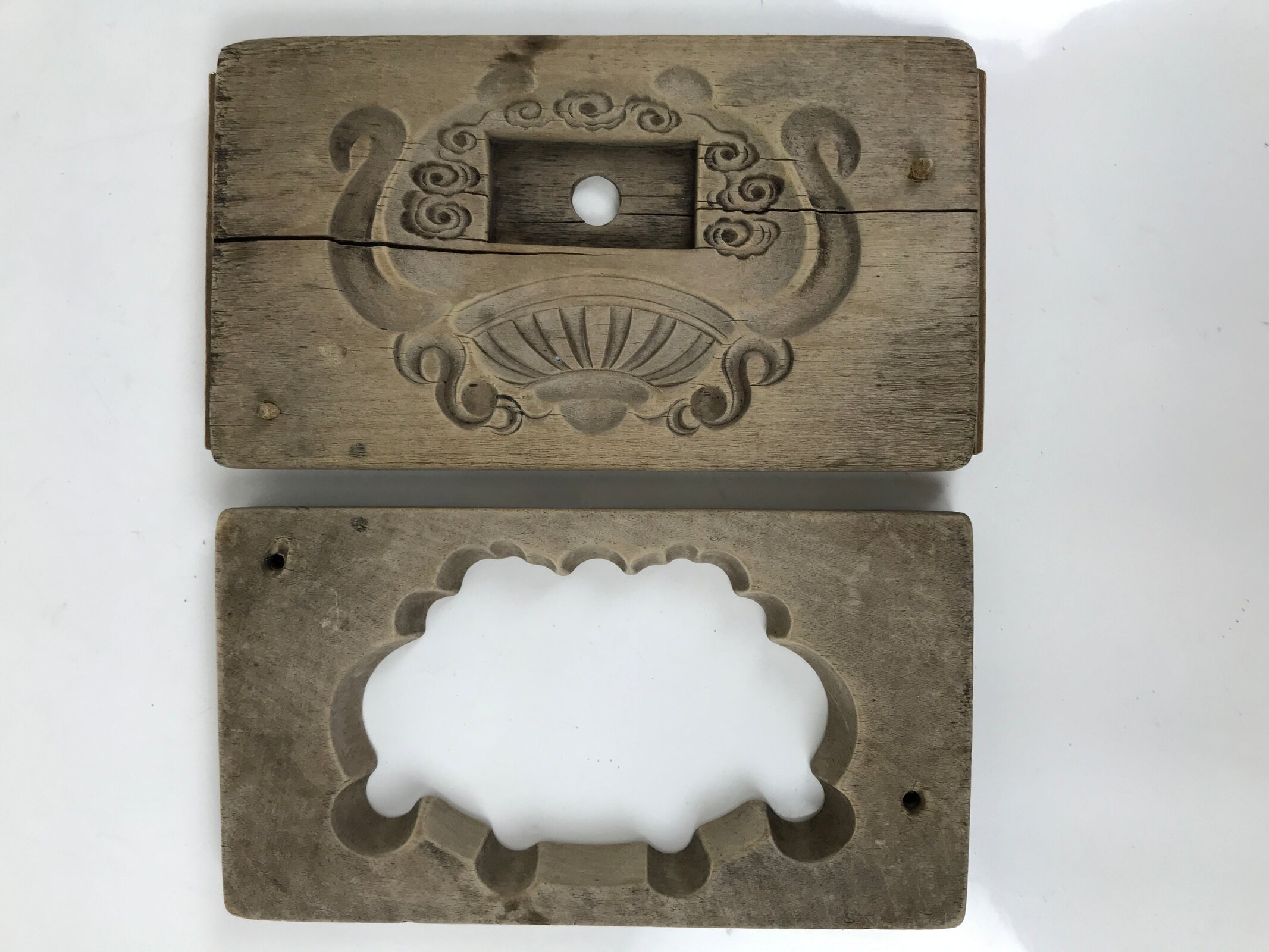 Japanese Wood Carved Kashigata Cake Mold Sweet Wagashi Incense Pot Frame Kg680