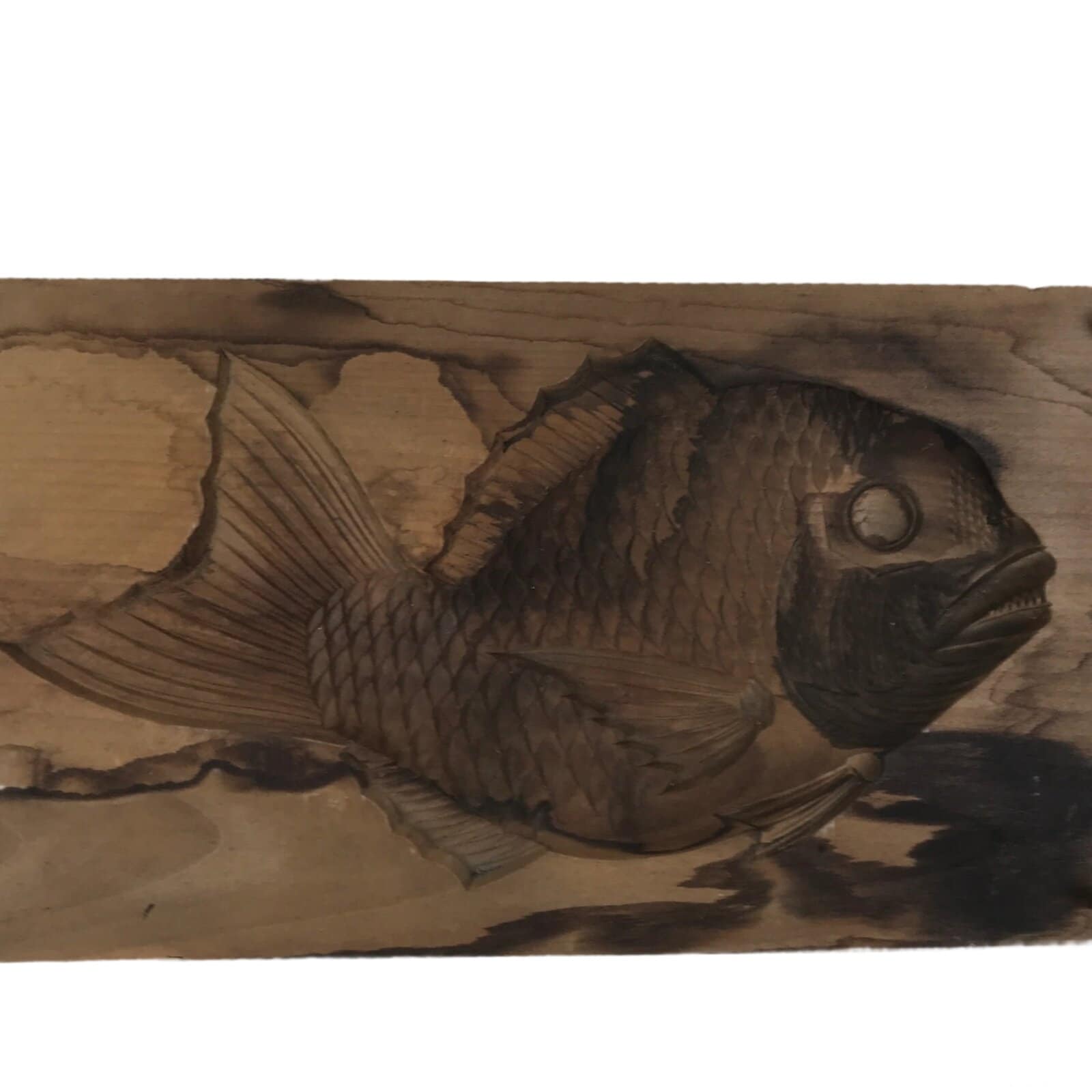 Japanese Wood Carved Kashigata Cake Mold Sweet Wagashi Large Madai Fish Kg604