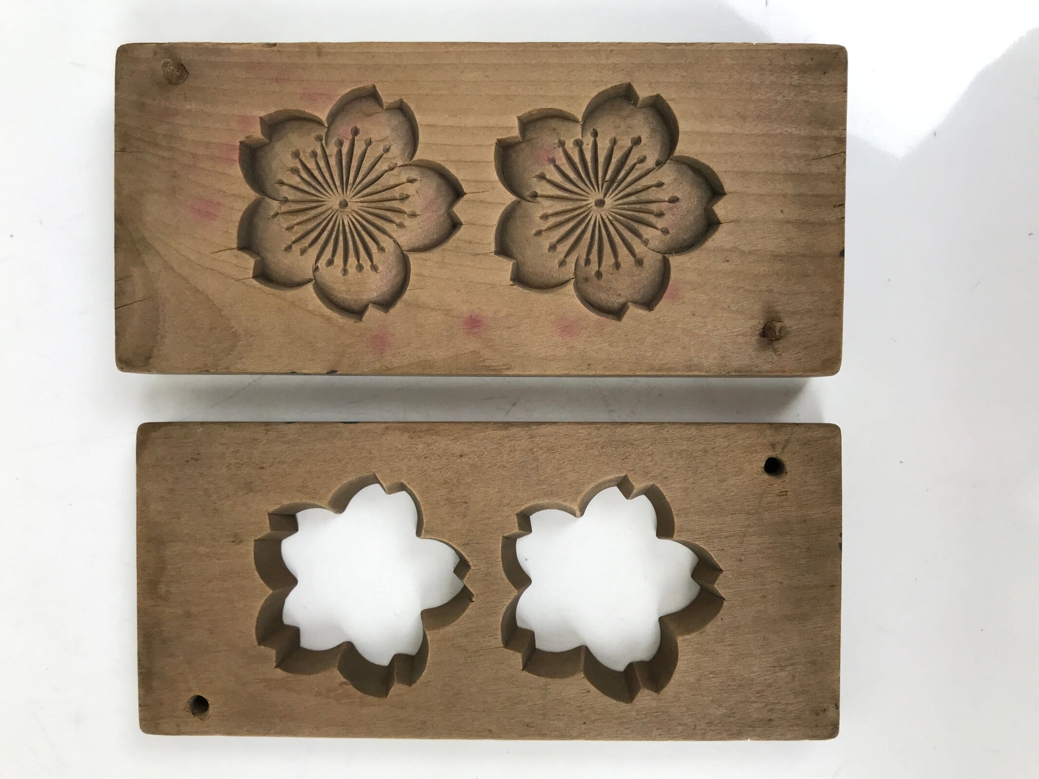 Japanese Wood Carved Kashigata Cake Mold Vtg Sweet Wagashi Cherry Blossoms Kg710