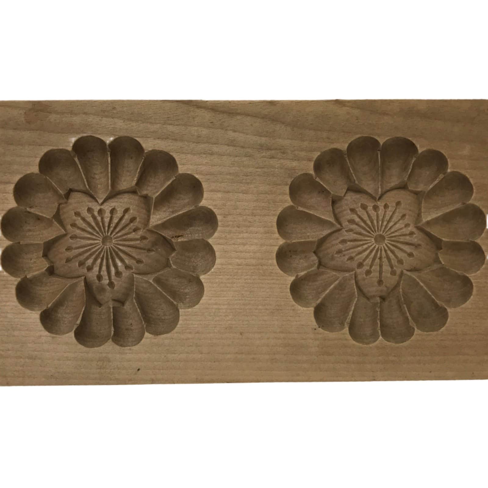 Japanese Wood Carved Kashigata Cake Mold Vtg Sweet Wagashi Cherry Blossoms Kg711