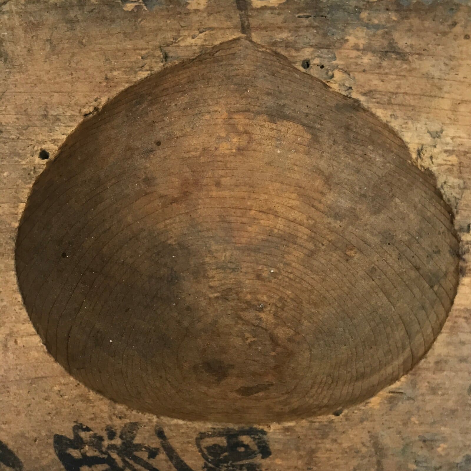 Japanese Wood Carved Kashigata Cake Mold Vtg Sweet Wagashi Clam Shell Kai Kg731