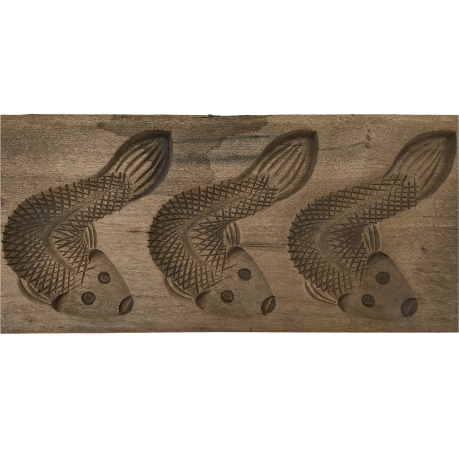 Japanese Wood Carved Kashigata Cake Mold Vtg Sweet Wagashi Goby Fish Haze Kg703