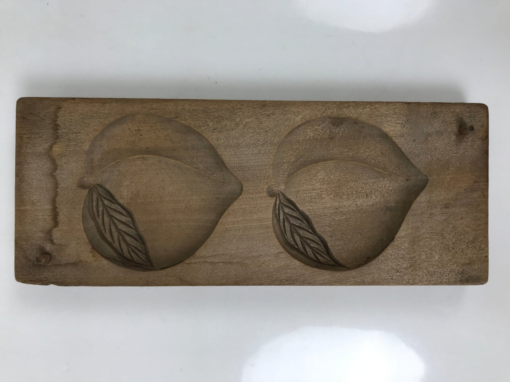 Japanese Wood Carved Kashigata Cake Mold Vtg Sweet Wagashi Peach Momo Kg552