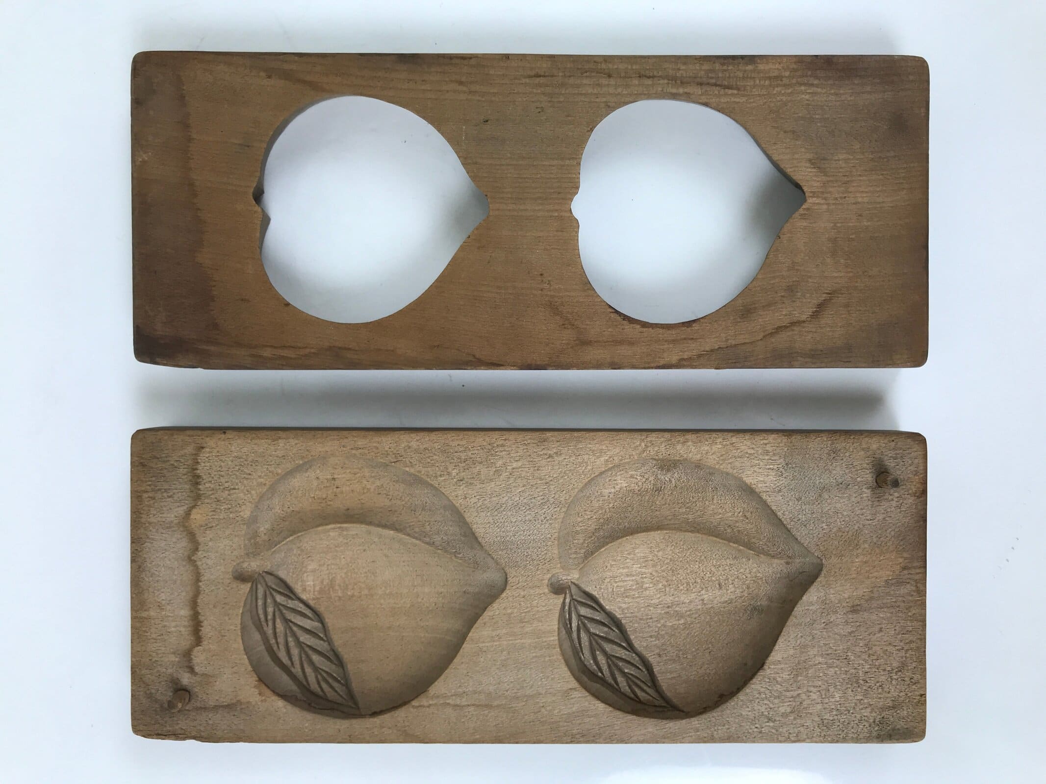Japanese Wood Carved Kashigata Cake Mold Vtg Sweet Wagashi Peach Momo Kg552