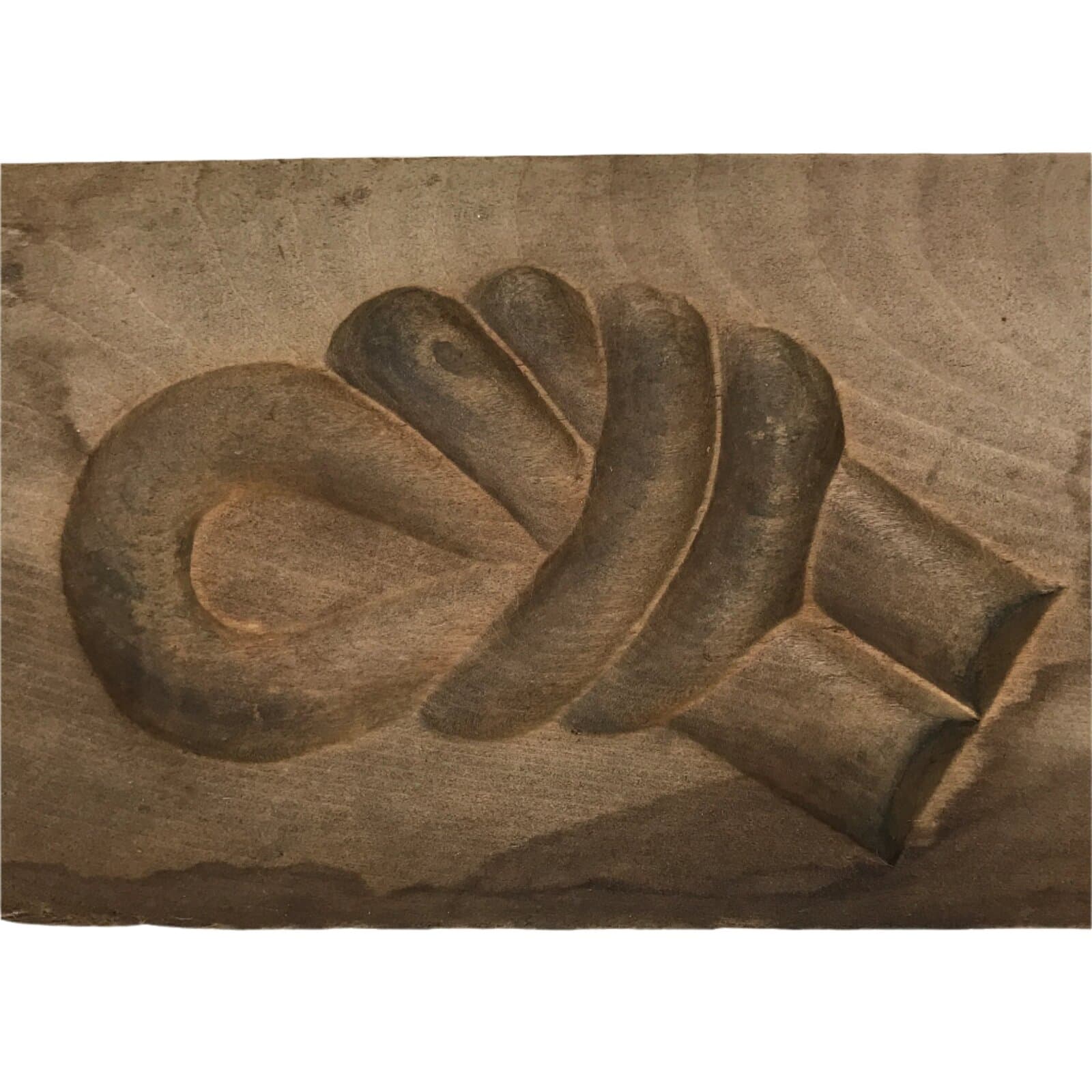 Japanese Wood Carved Kashigata Cake Mold Vtg Sweet Wagashi Rope Knot Himo Kg603