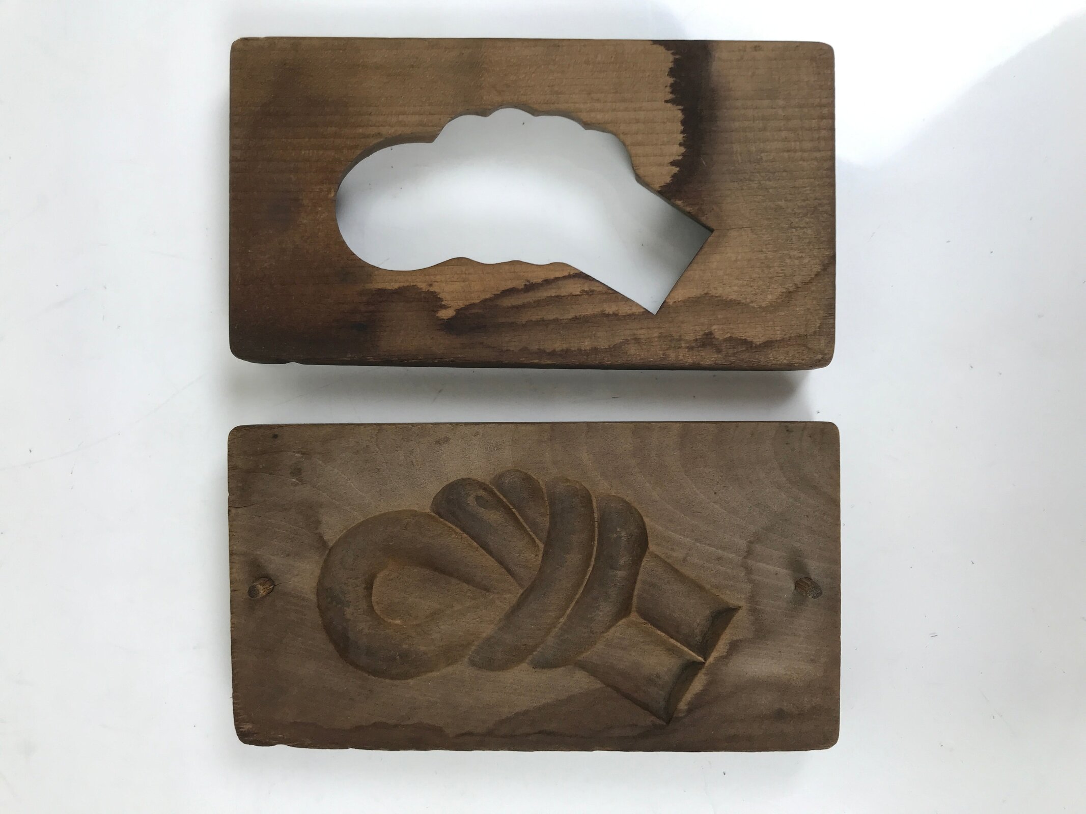 Japanese Wood Carved Kashigata Cake Mold Vtg Sweet Wagashi Rope Knot Himo Kg603