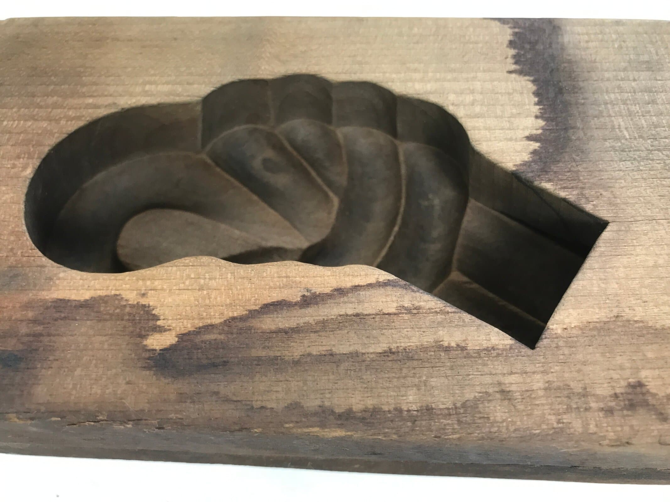 Japanese Wood Carved Kashigata Cake Mold Vtg Sweet Wagashi Rope Knot Himo Kg603