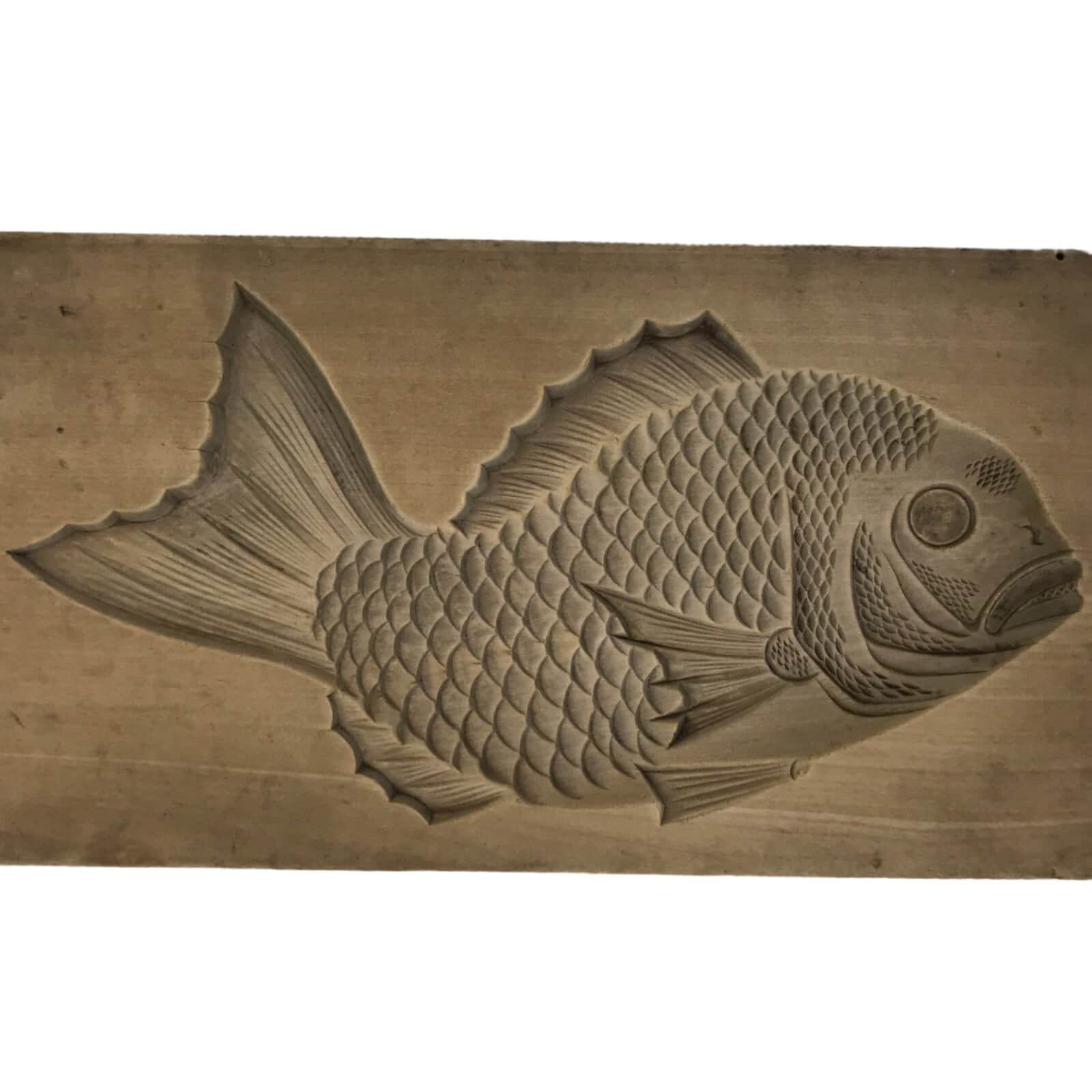 Japanese Wood Carved Kashigata Cake Mold Vtg Sweet Wagashi Tai Madai Fish Kg672