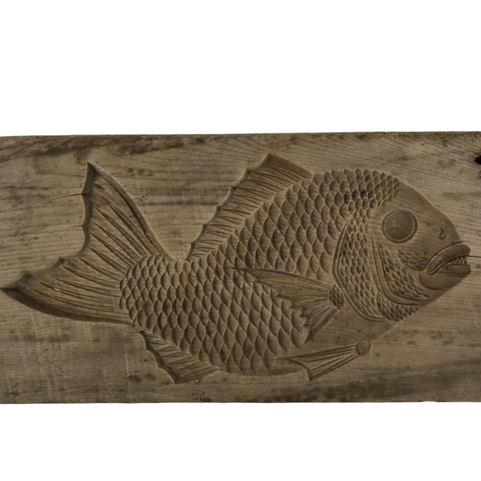 Japanese Wood Carved Kashigata Cake Mold Vtg Sweet Wagashi Tai Madai Fish Kg809