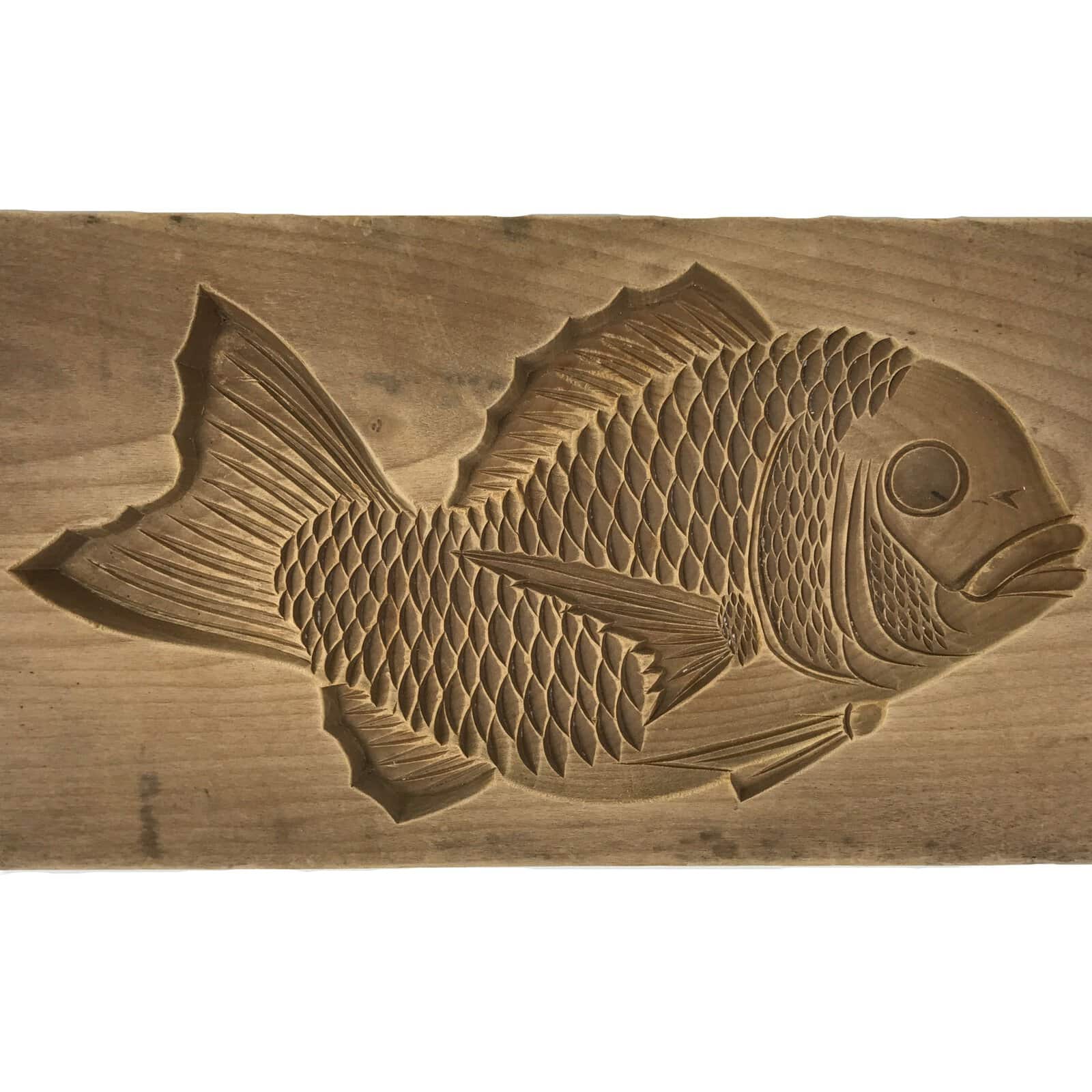 Japanese Wood Carved Kashigata Cake Mold Vtg Sweet Wagashi Tai Madai Fish Kg819