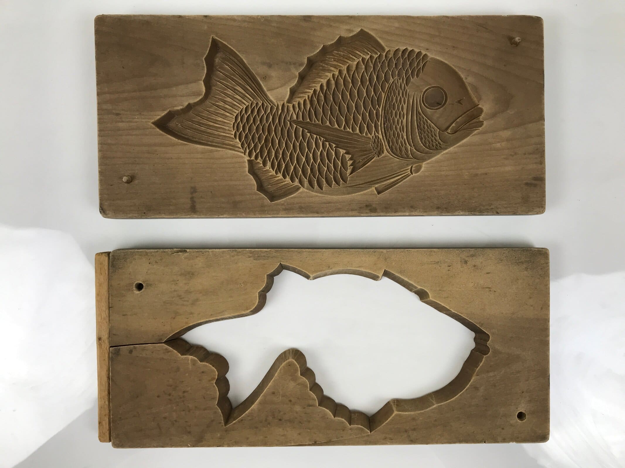Japanese Wood Carved Kashigata Cake Mold Vtg Sweet Wagashi Tai Madai Fish Kg819