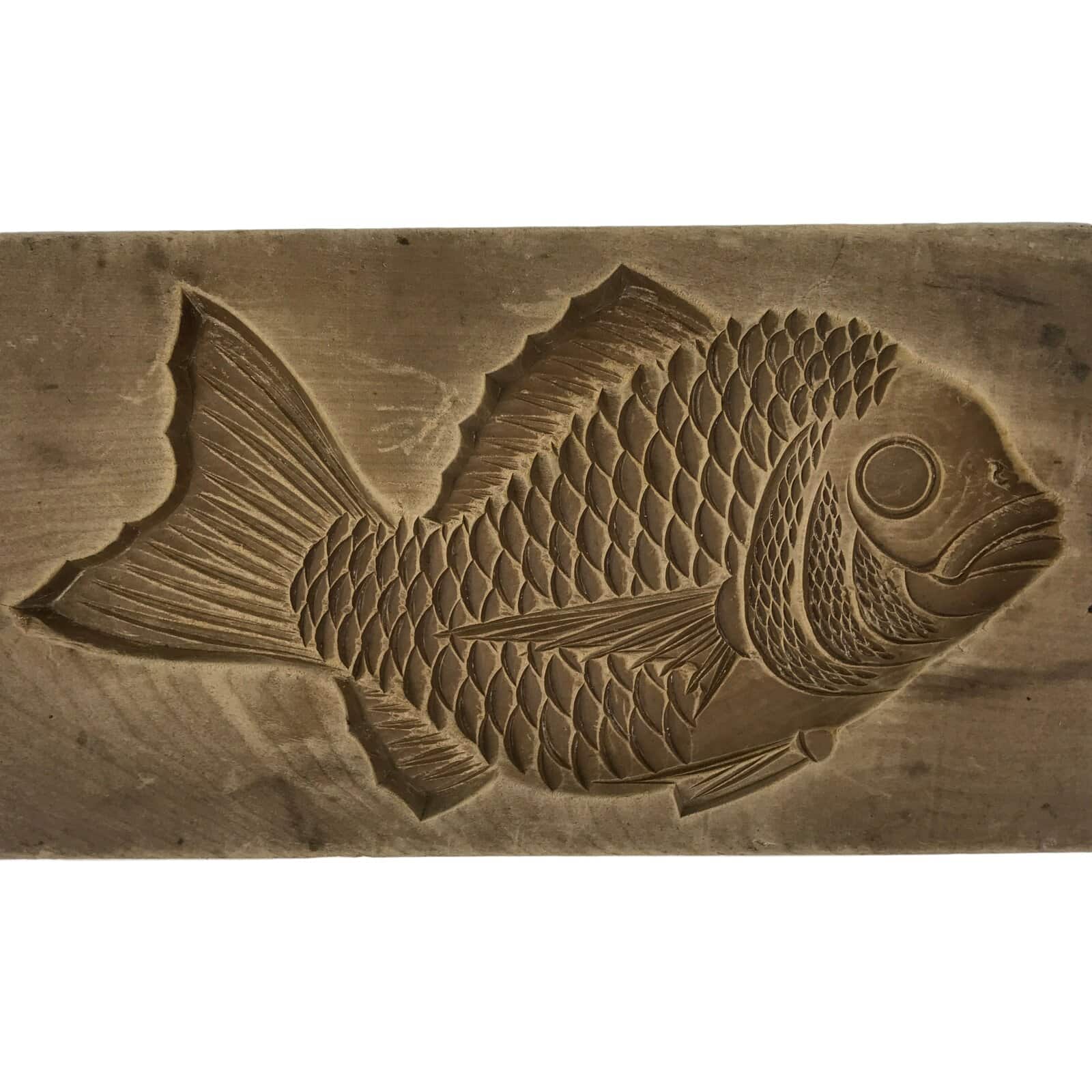 Japanese Wood Carved Kashigata Cake Mold Vtg Sweet Wagashi Tai Madai Fish Kg820
