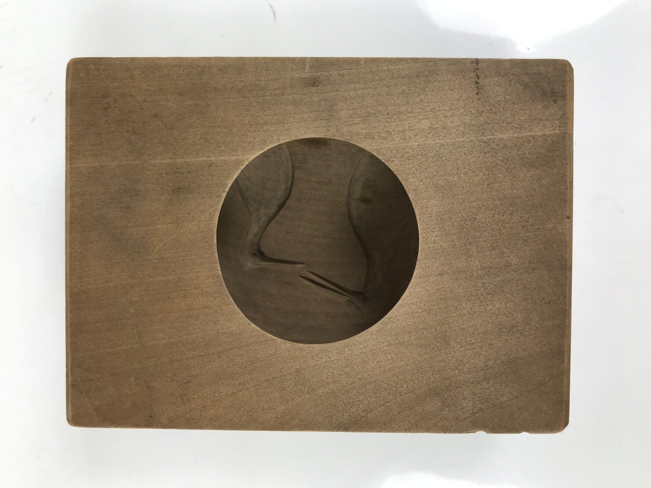 Japanese Wood Carved Kashigata Cake Mold Vtg Sweet Wagashi Tsuru Crane Kg617