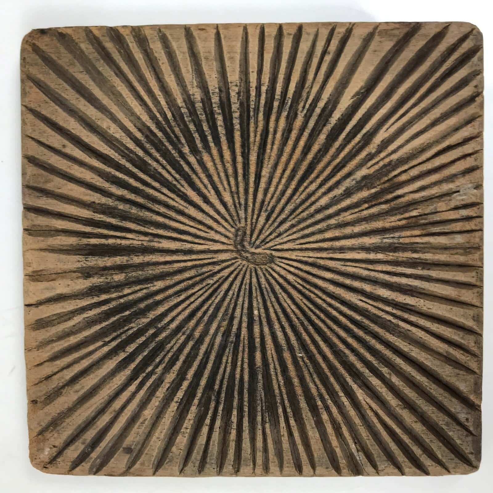 Japanese Wood Carved Kashigata Cake Mold Wagashi Line Pattern Back Plate Kg670