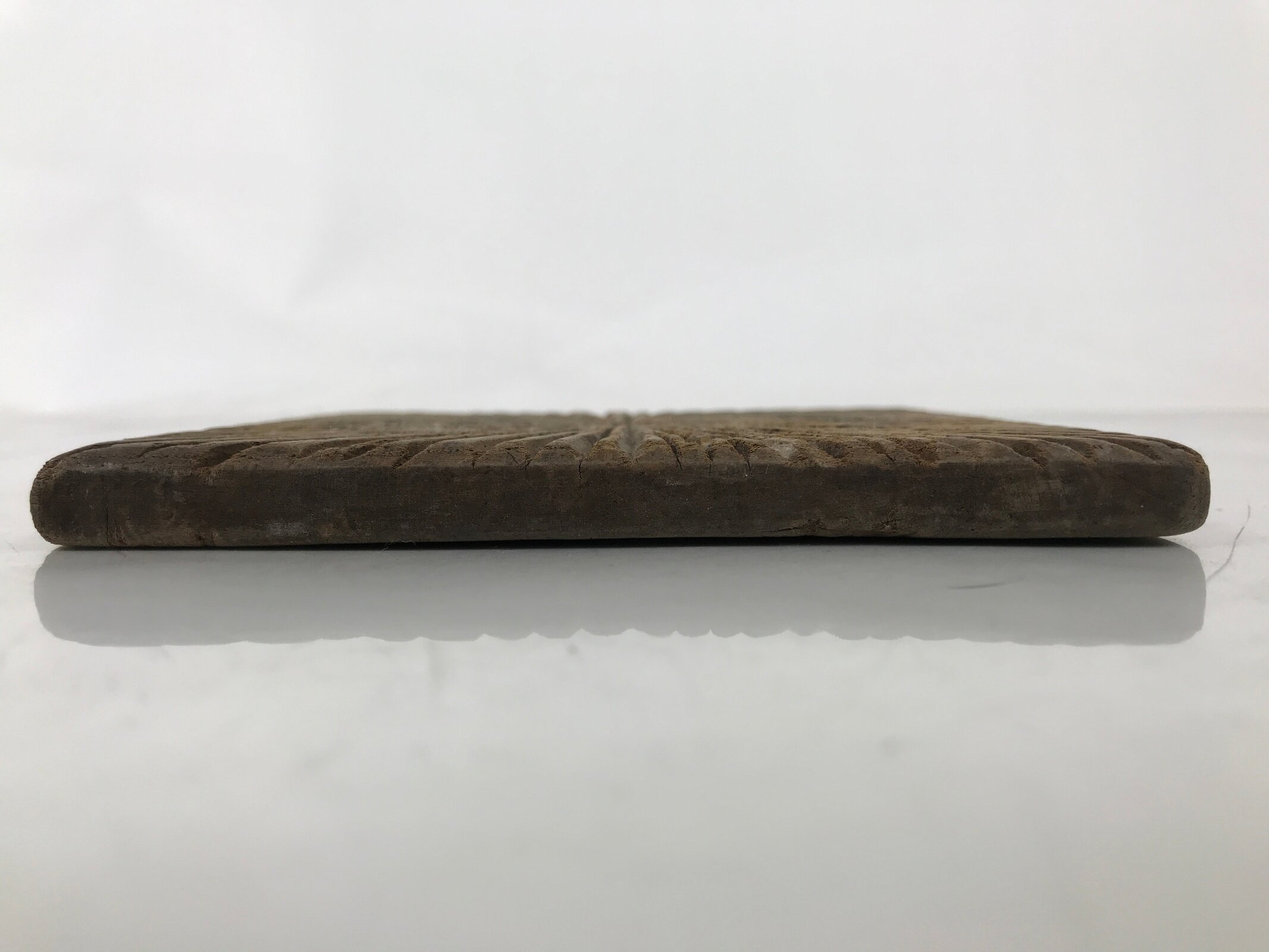 Japanese Wood Carved Kashigata Cake Mold Wagashi Line Pattern Back Plate Kg670