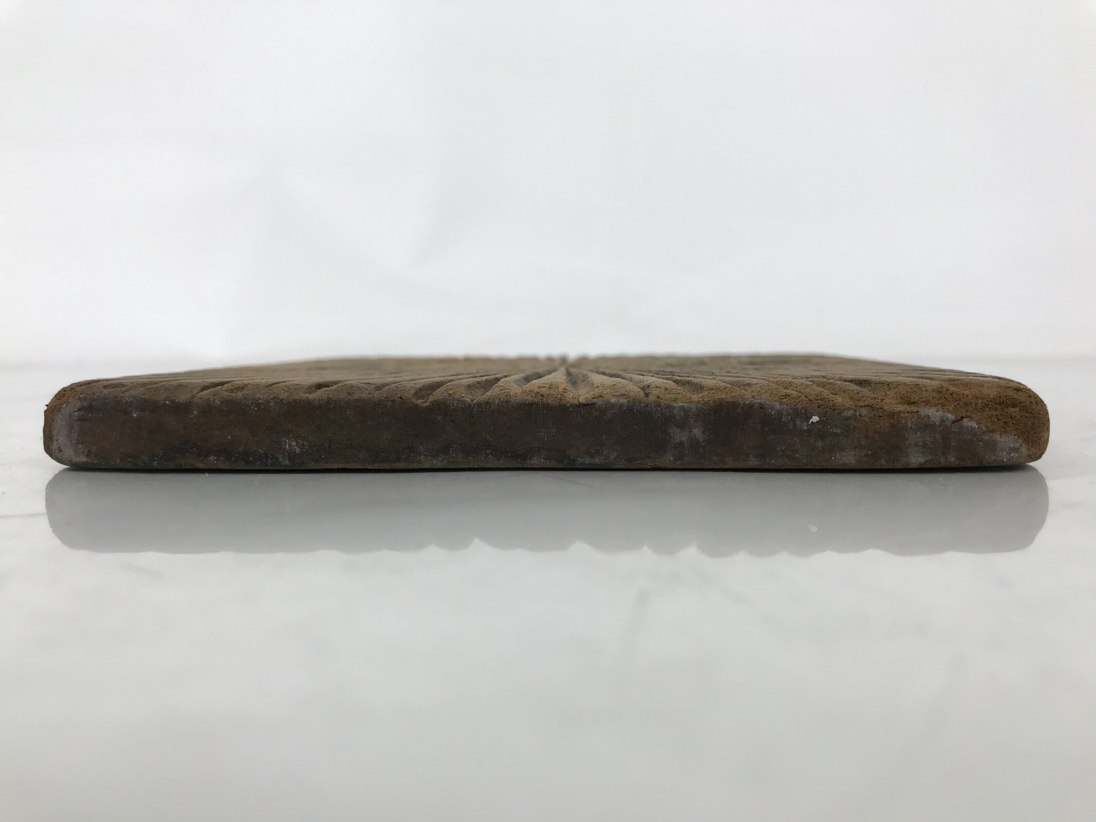 Japanese Wood Carved Kashigata Cake Mold Wagashi Line Pattern Back Plate Kg670