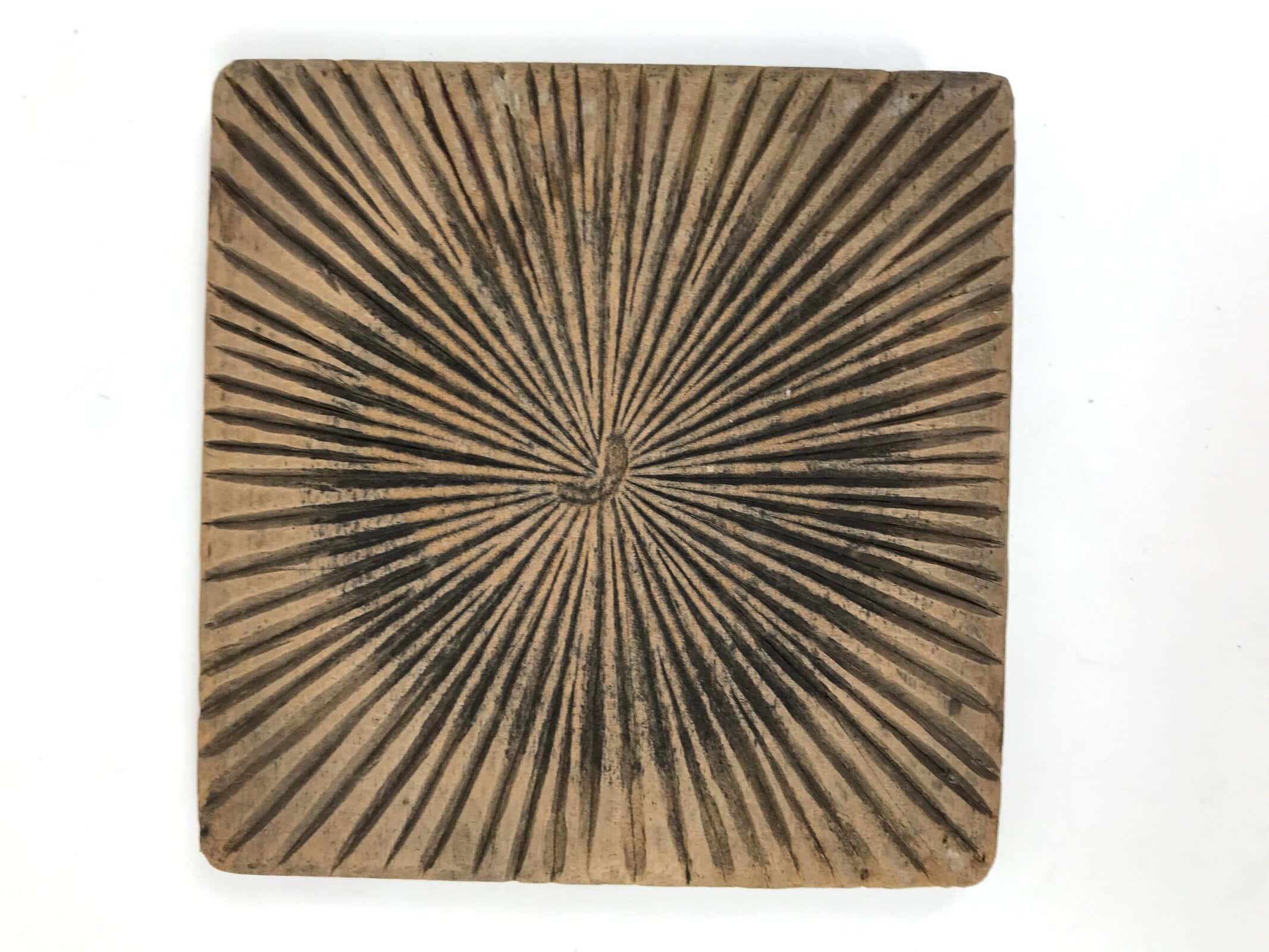 Japanese Wood Carved Kashigata Cake Mold Wagashi Line Pattern Back Plate Kg670