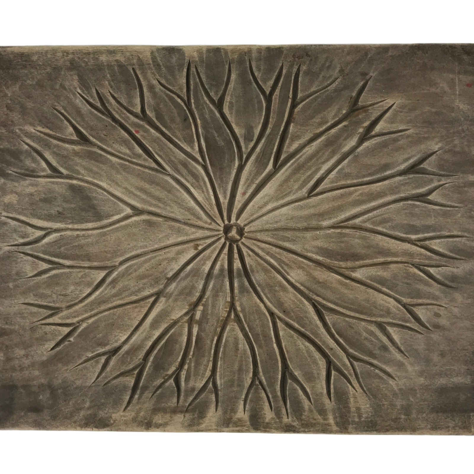 Japanese Wood Carved Kashigata Cake Mold Wagashi Lotus Leaf Back Plate Kg752