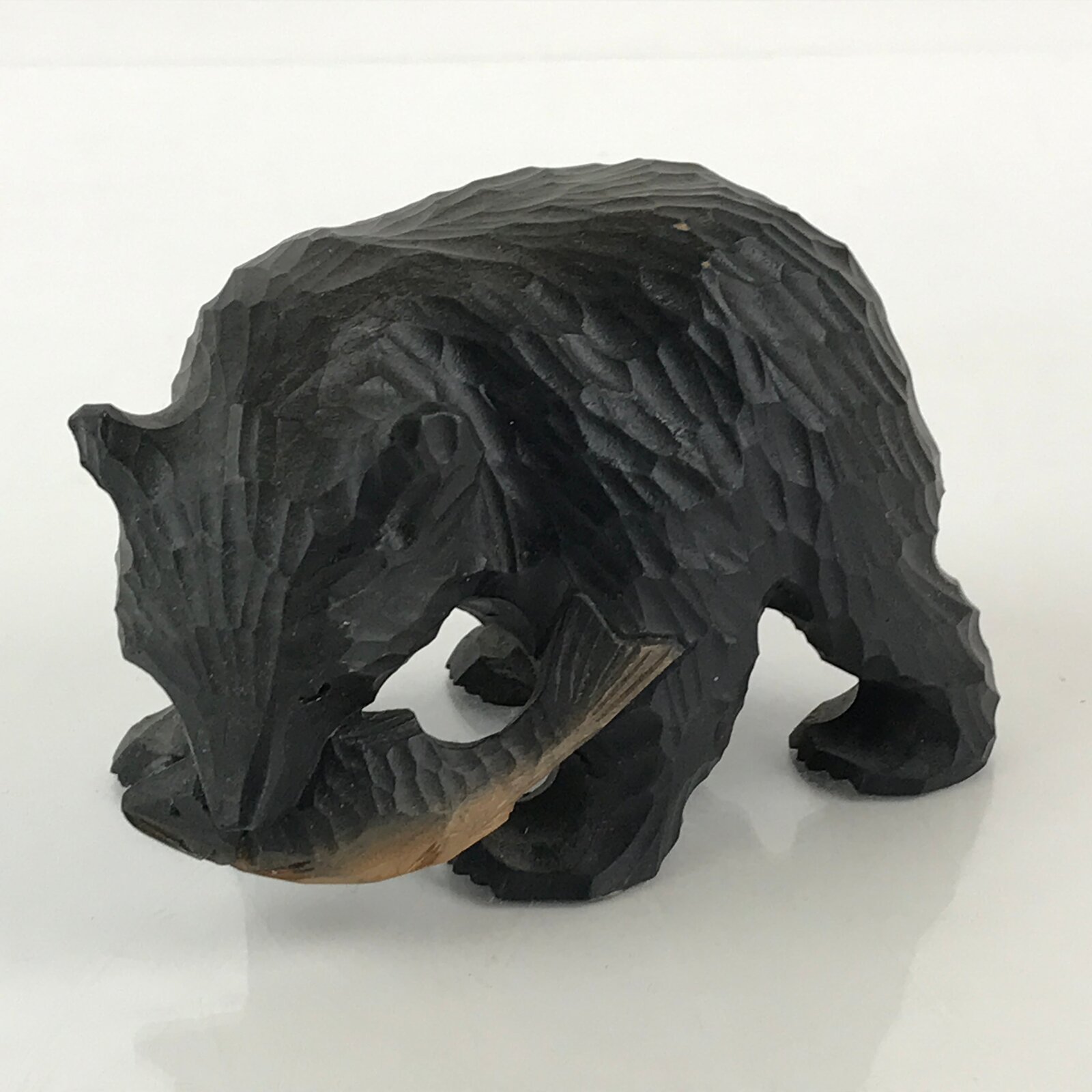 Japanese Wood Carving Bear Ainu Figurine Vtg Wood Ornament Black AB100