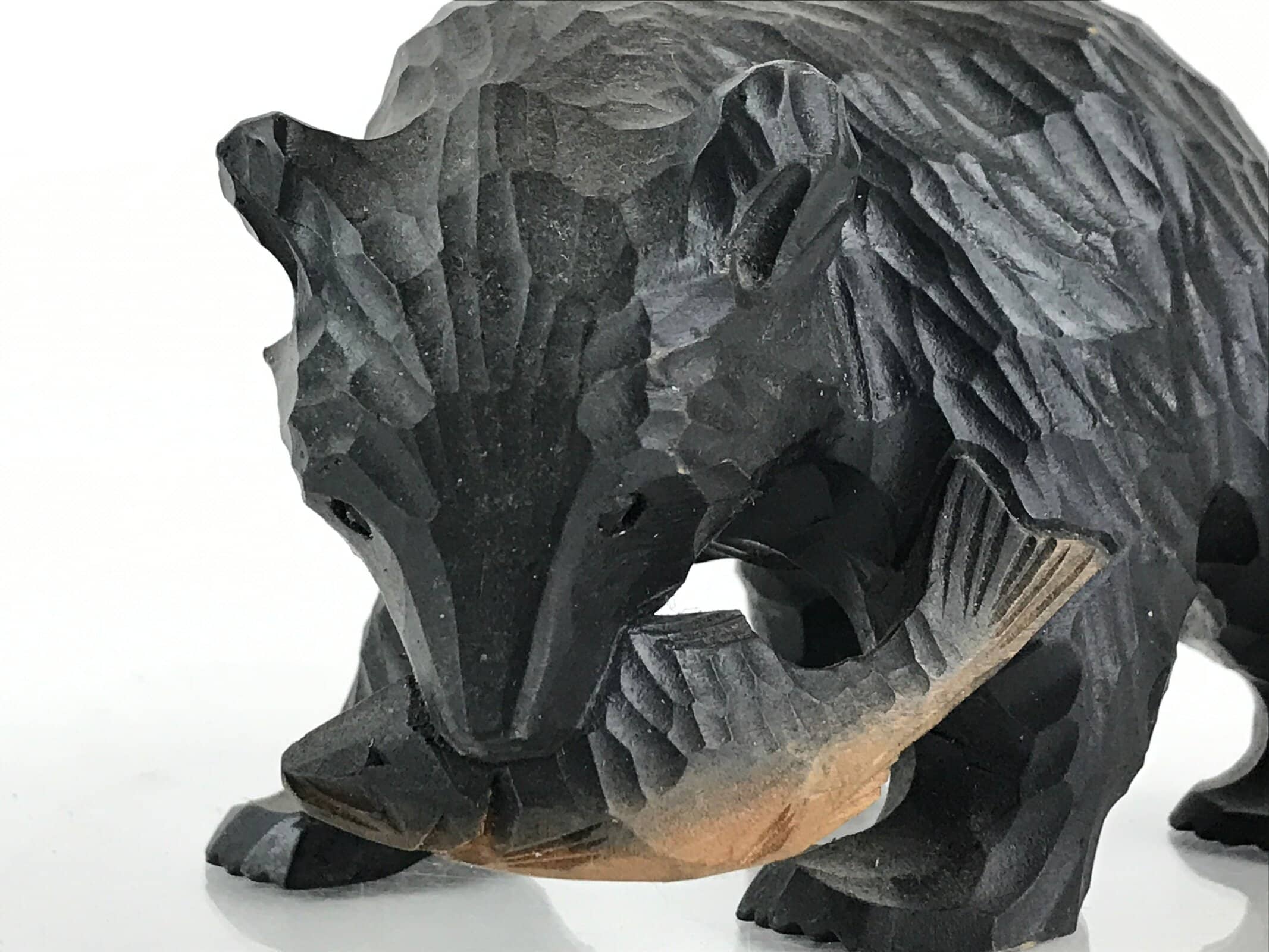 Japanese Wood Carving Bear Ainu Figurine Vtg Wood Ornament Black AB100