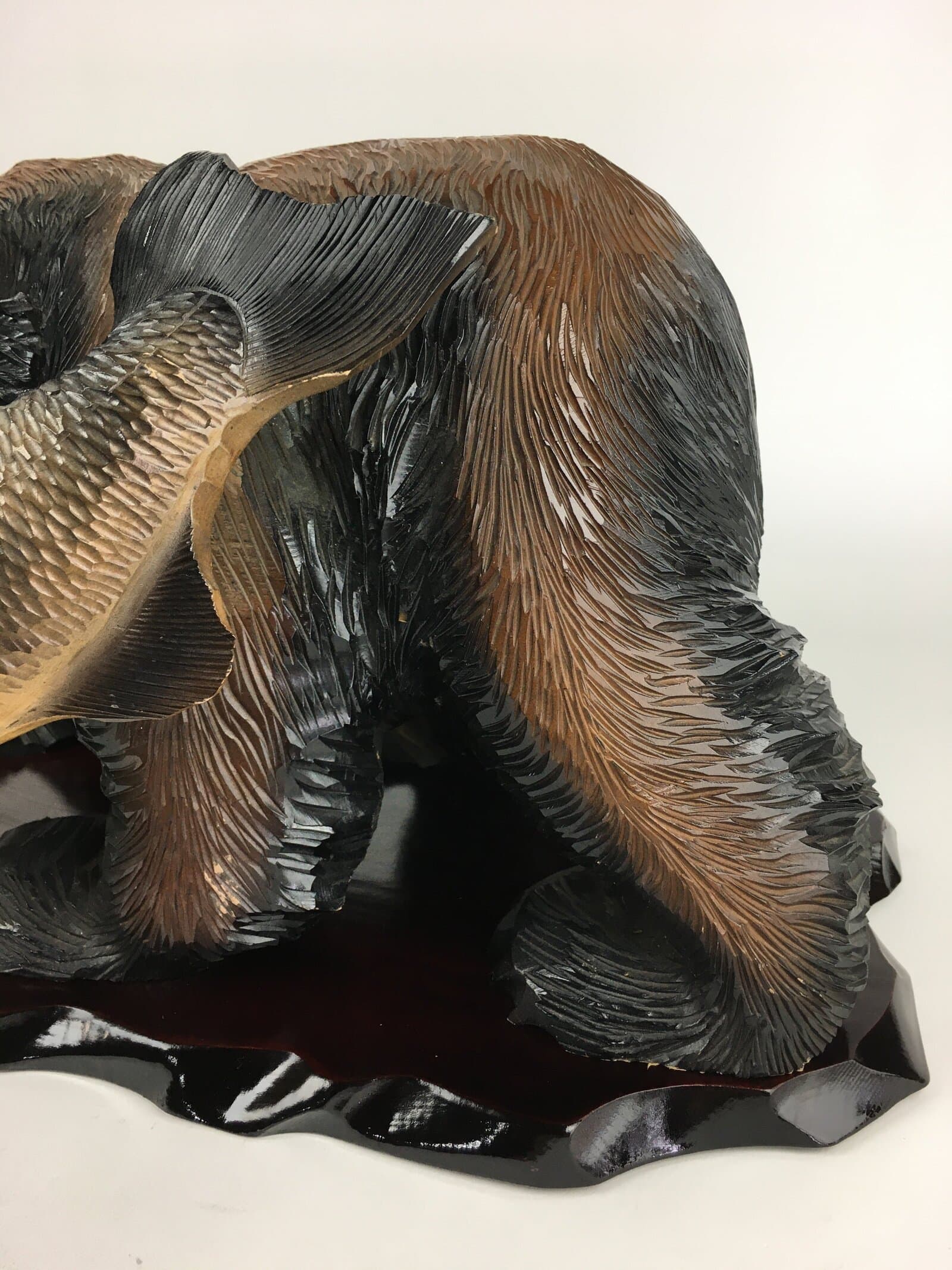 Japanese Wood Carving Figurine Ainu Bear Vtg Wood Ornament Brown AB96