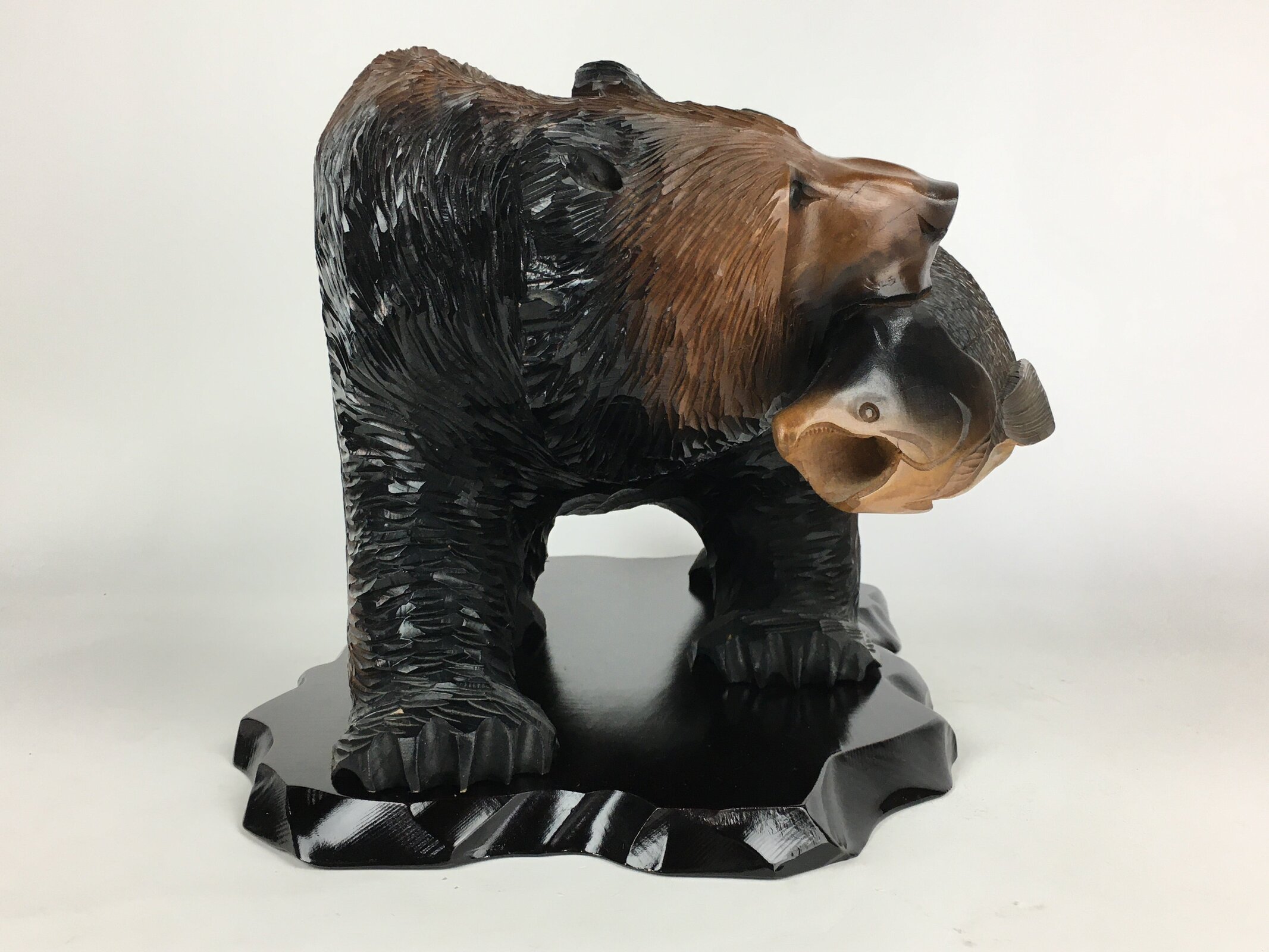 Japanese Wood Carving Figurine Ainu Bear Vtg Wood Ornament Brown AB96