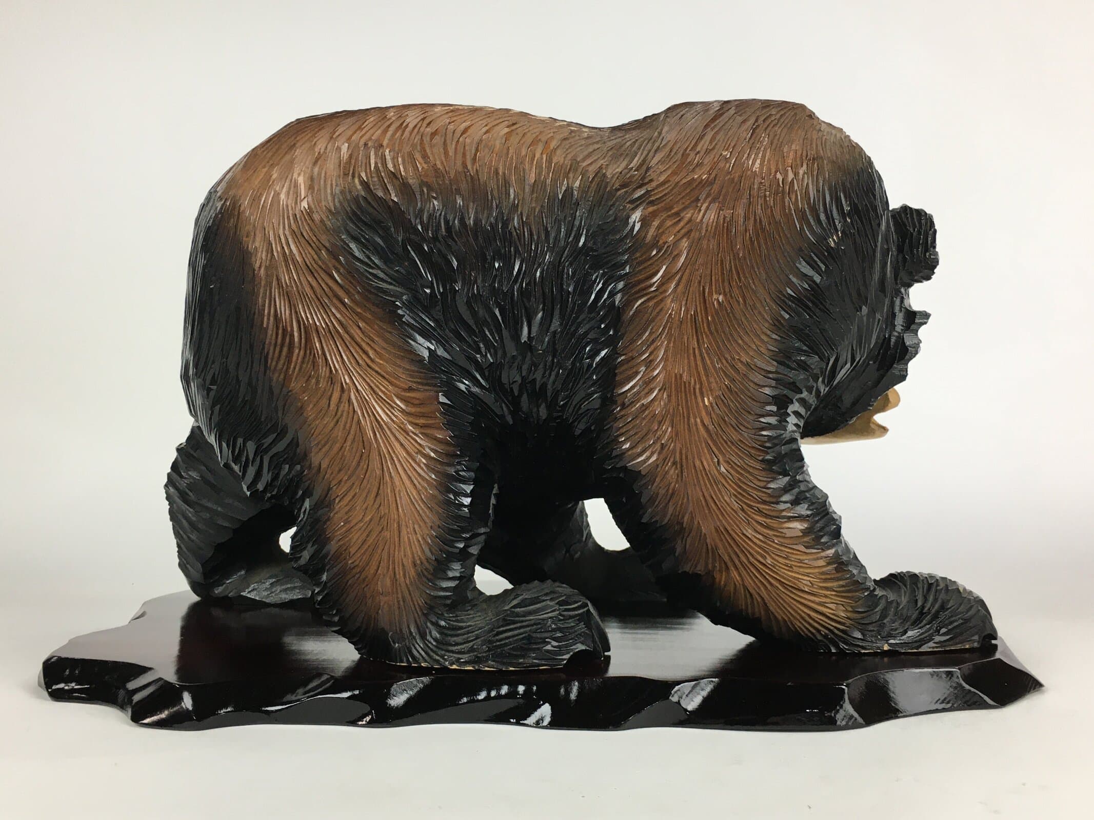 Japanese Wood Carving Figurine Ainu Bear Vtg Wood Ornament Brown AB96