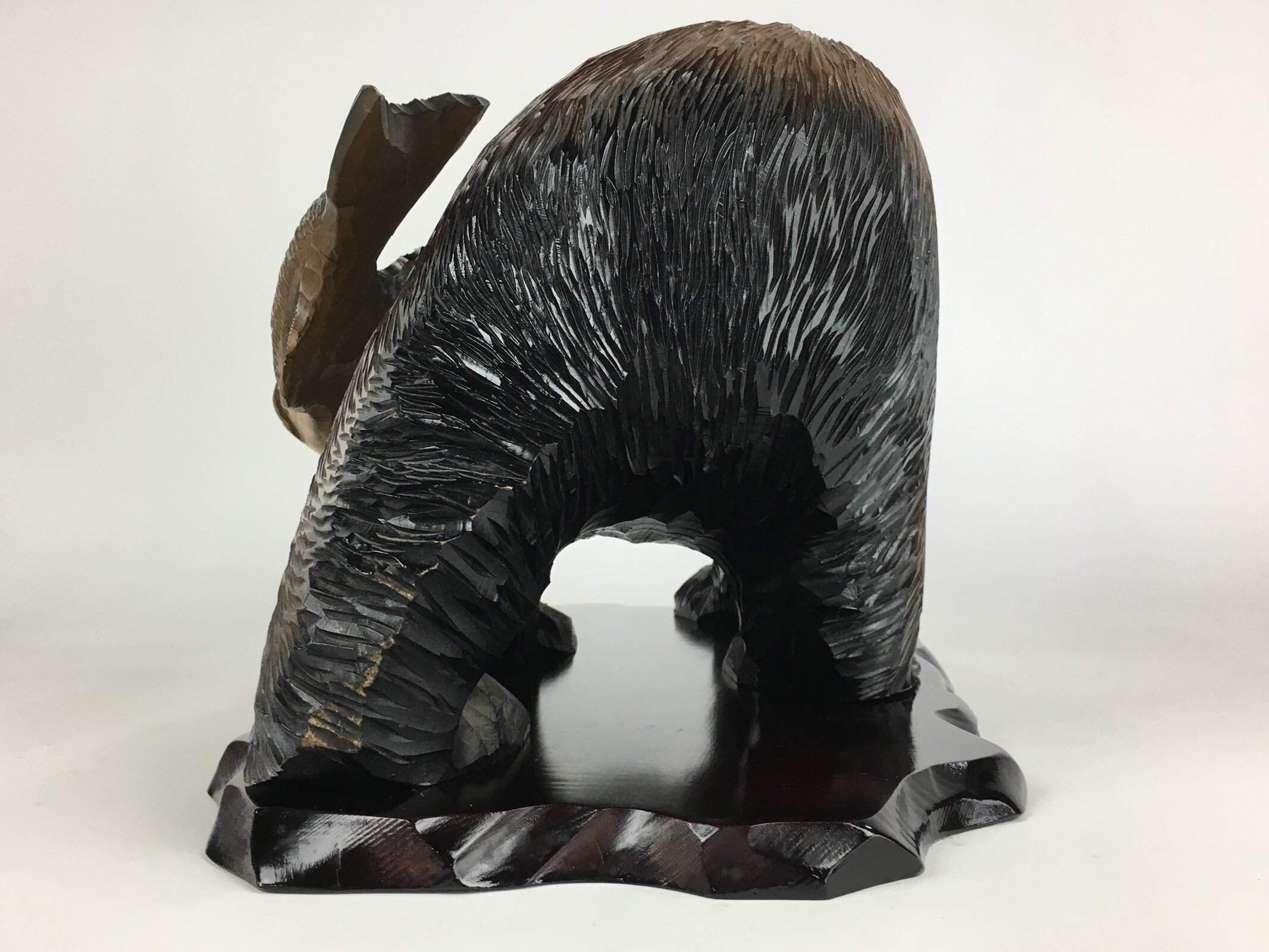 Japanese Wood Carving Figurine Ainu Bear Vtg Wood Ornament Brown AB96