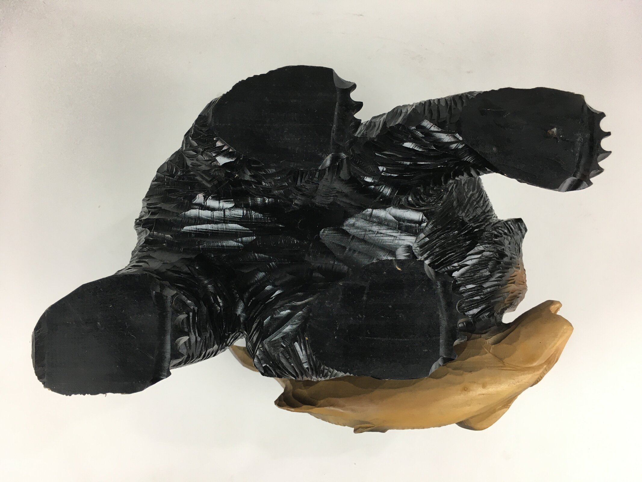 Japanese Wood Carving Figurine Ainu Bear Vtg Wood Ornament Brown AB96