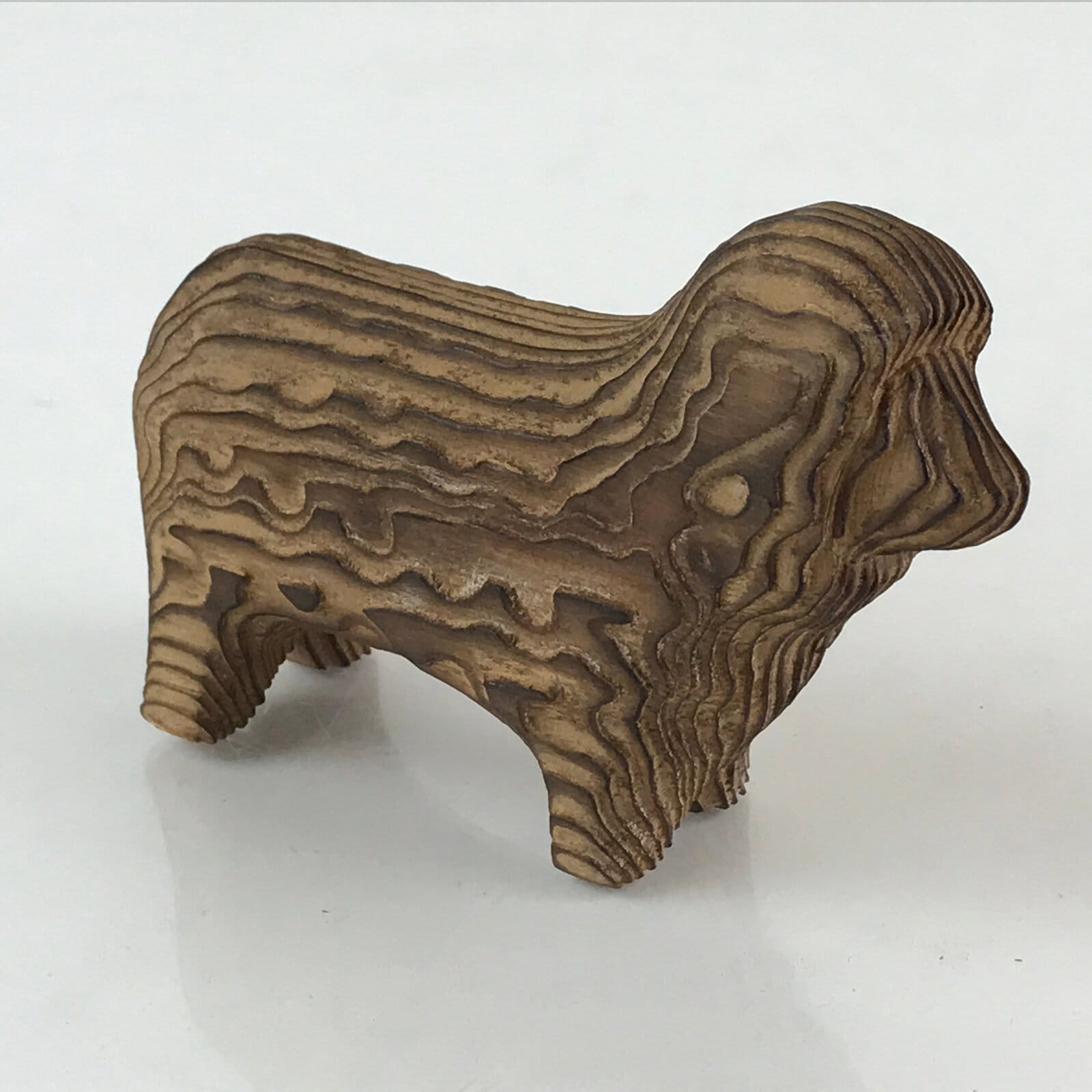 Japanese Wood Carving Sheep Zodiac Figurine Vtg Hand-Crafted Burnt Cedar BD853