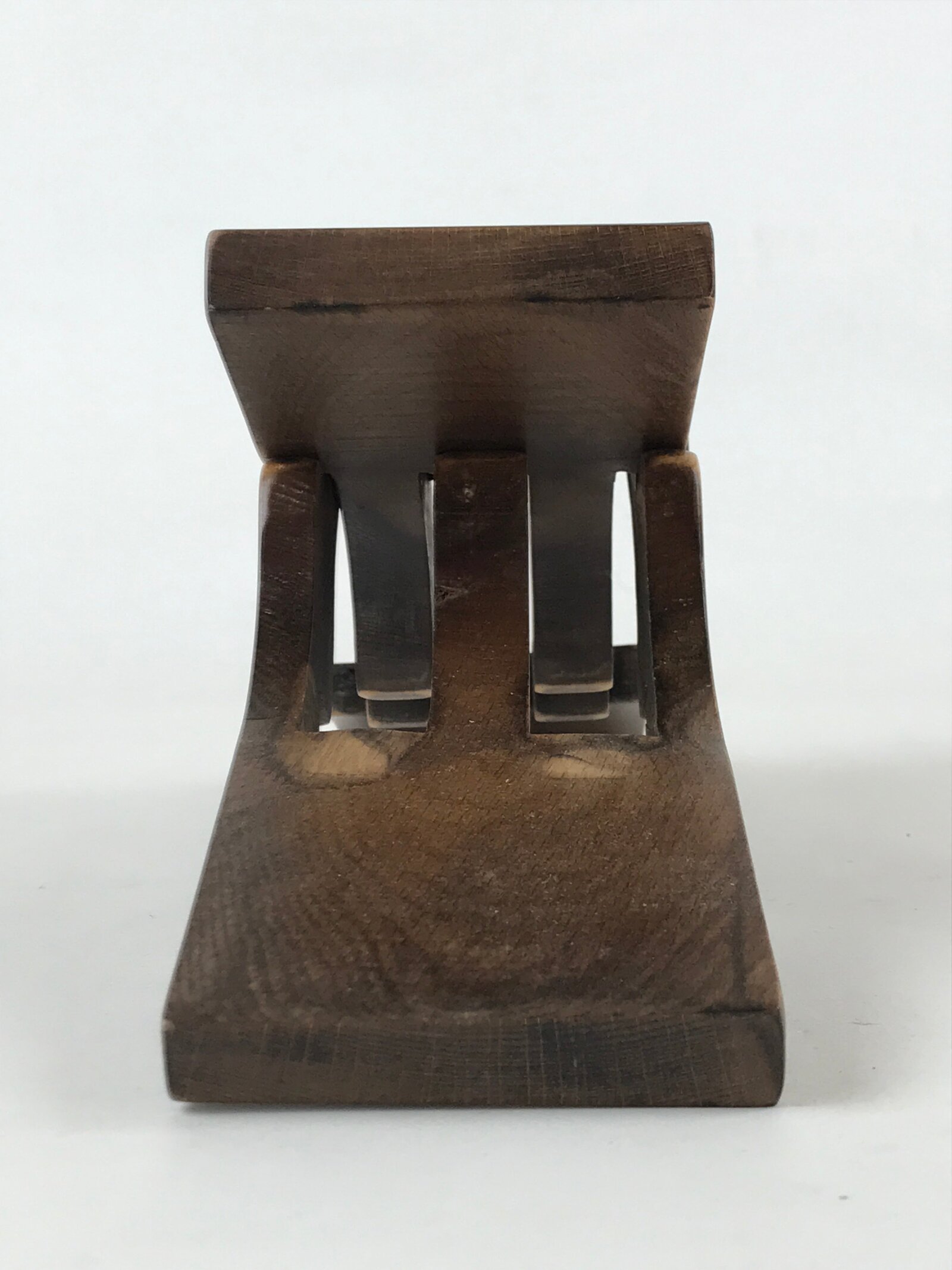 Japanese Wood Foldable Pillow Vtg Neck Rest Geisha Takamakura Dark Brown JK595