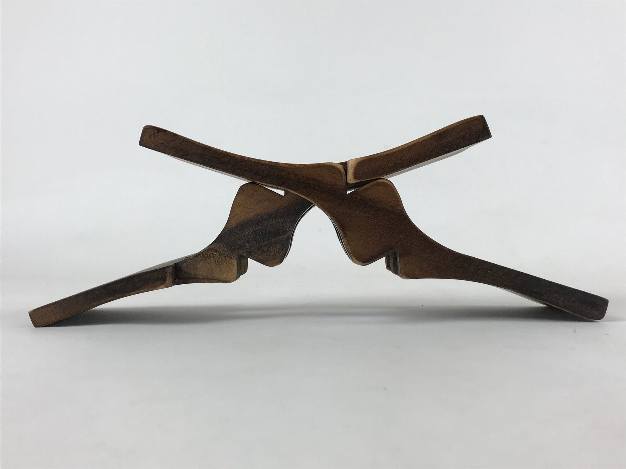 Japanese Wood Foldable Pillow Vtg Neck Rest Geisha Takamakura Dark Brown JK595