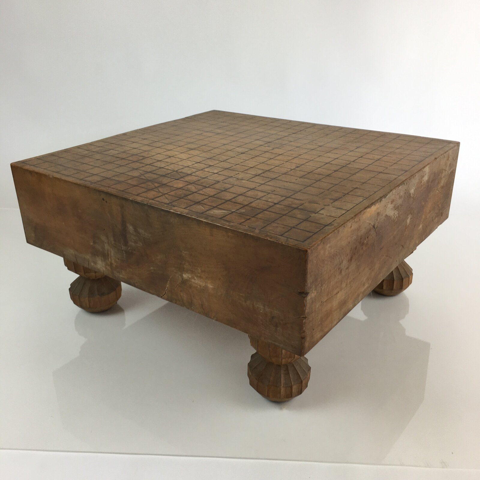 Japanese Wood Go Board Vtg Table Game Goban Leg Heso Igo 19X19 Grid GB62