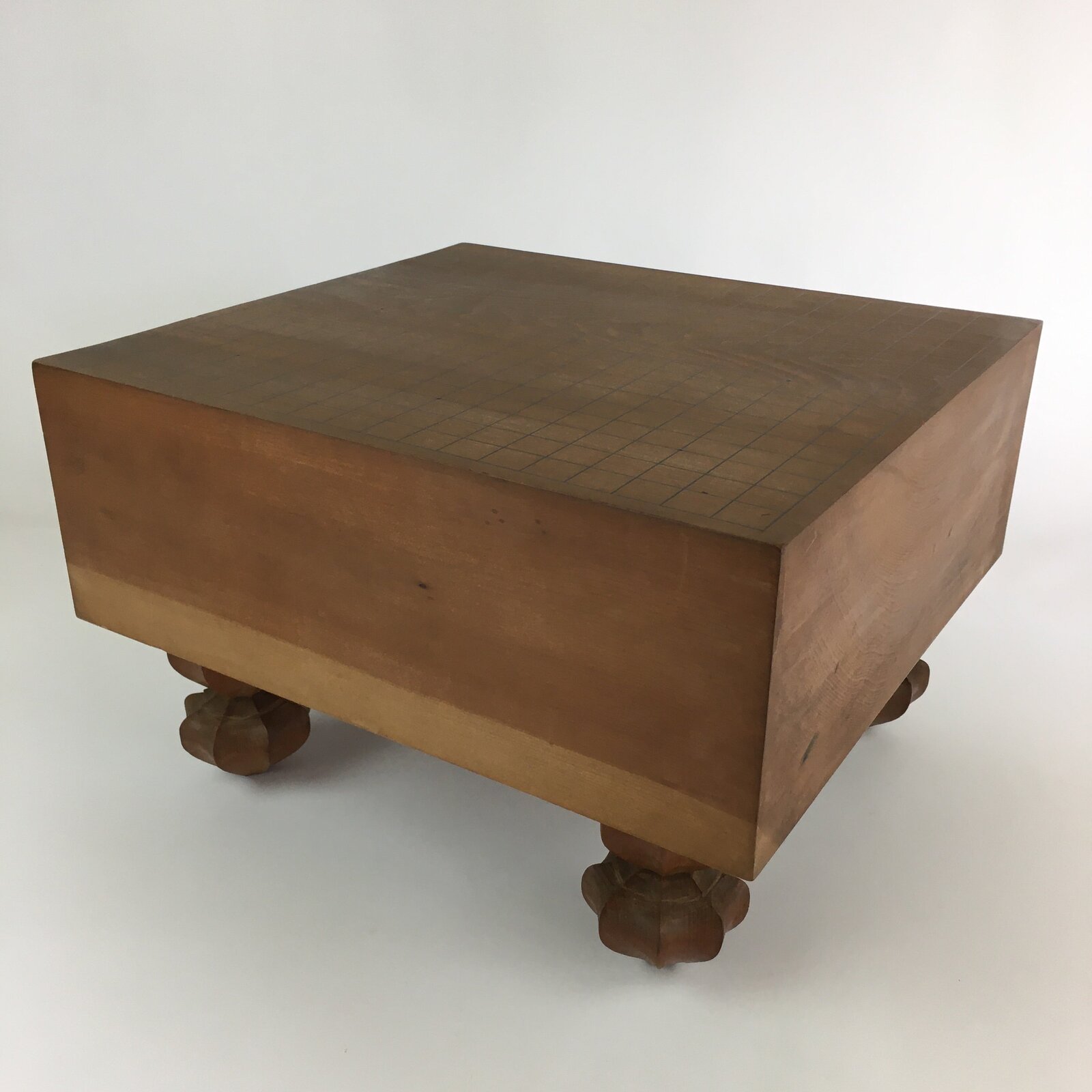 Japanese Wood Go Board Vtg Table Game Goban Leg Heso Igo 19X19 Grid GB65