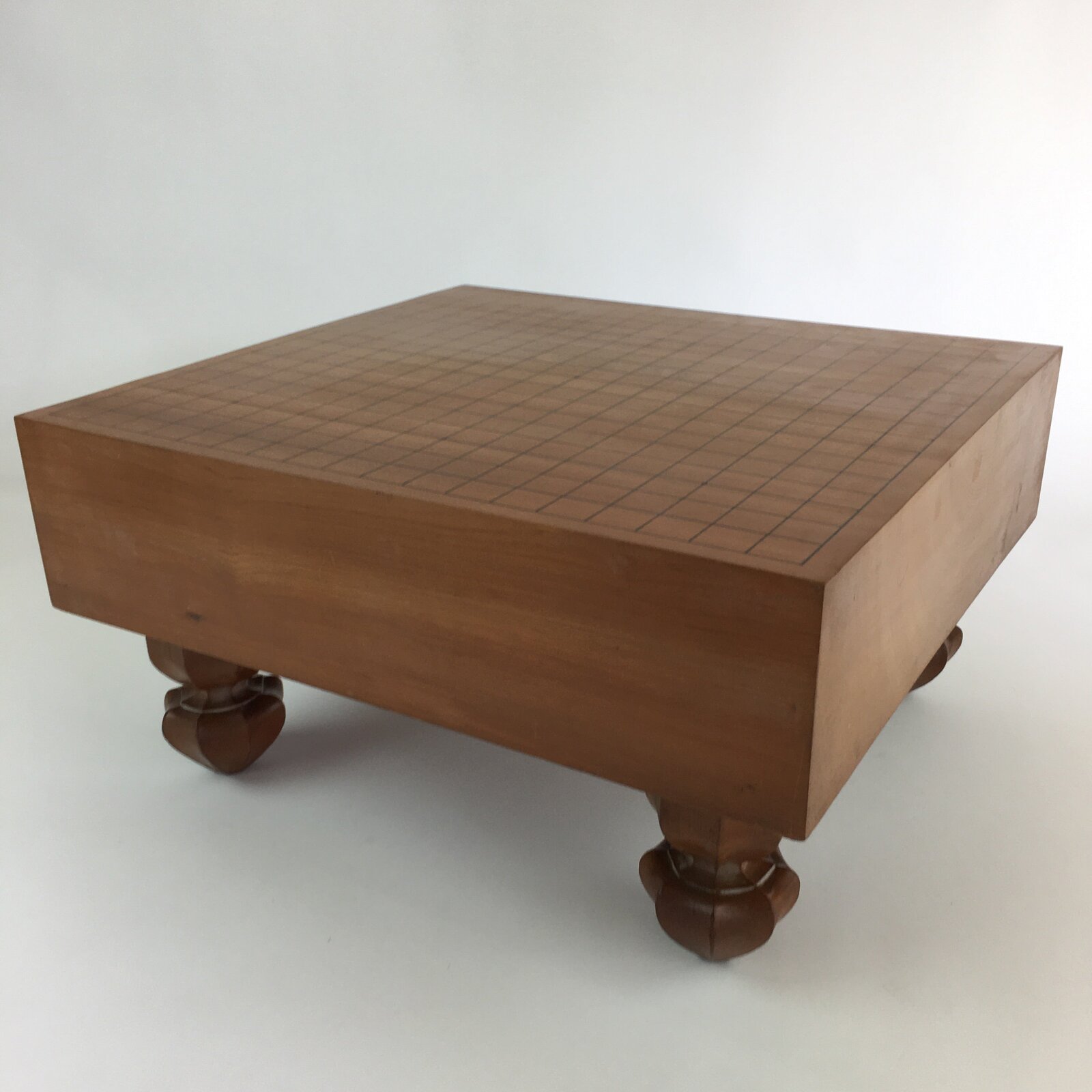 Japanese Wood Go Board Vtg Table Game Goban Leg Heso Igo 19X19 Grid GB66