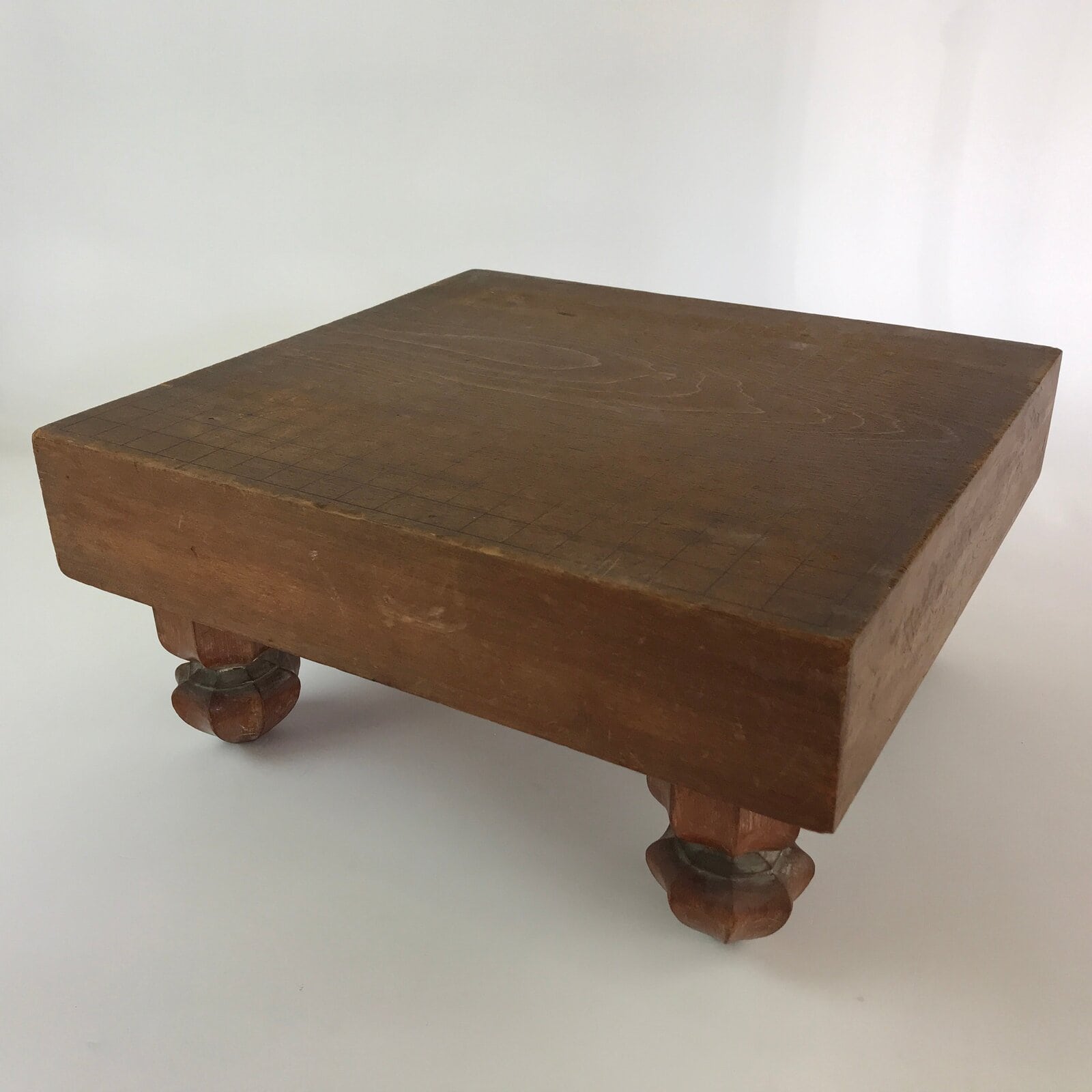 Japanese Wood Go Board Vtg Table Game Goban Leg Heso Igo 19X19 Grid GB70